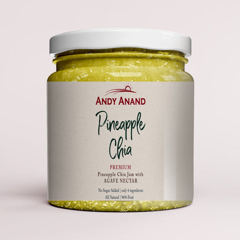 Andy Anand Organic Pineapple Chia Jam 96% fruit, sweetened with Agave - 6 Pcs - Andyanand