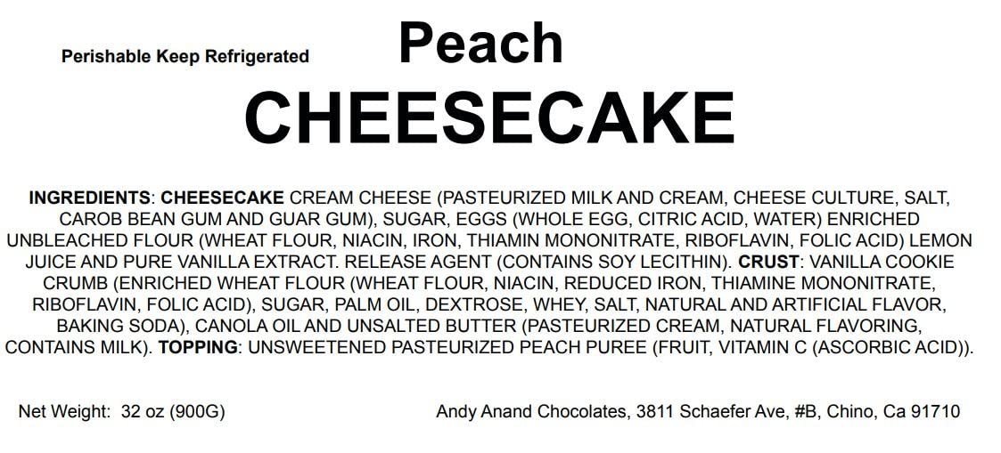 Andy Anand Chocolates Food & Beverages > Desserts & Sweets > Bakery > Cheesecake Andy Anand Fresh Peach Cheesecake, 9-Inch, 2 lb – Hand-Baked NY-Style, Real California Cream Cheese, No Preservatives, Birthday Gift Box Peach Cheesecake 9 inch 2 lb | Nationwide