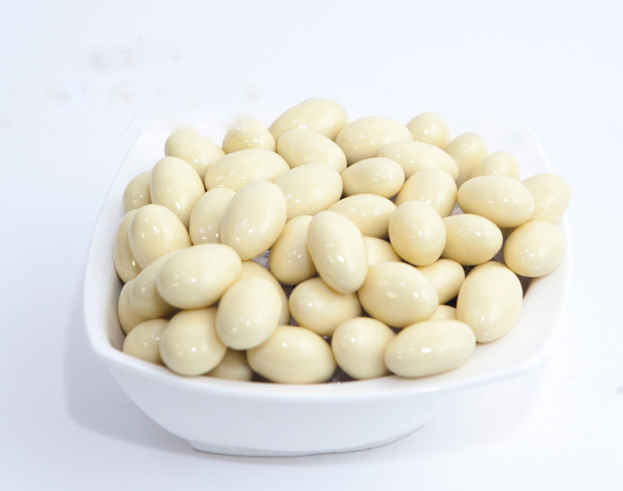 Andy Anand Premium California Greek Yogurt Almonds in white bowl.