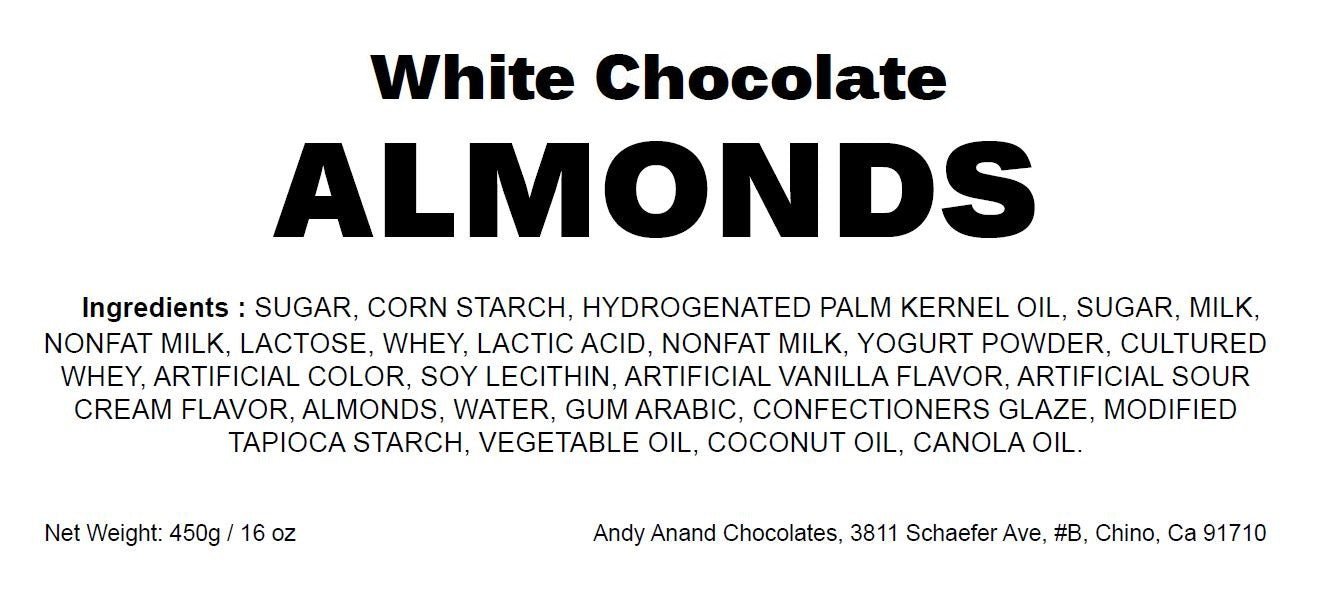 Premium California Greek Yogurt Almonds coated in delectable white chocolate. Handcrafted in small batches with fresh, all-natural ingredients. Indulge in the perfect on-the-go snack. Andy Anand Chocolates, All Products