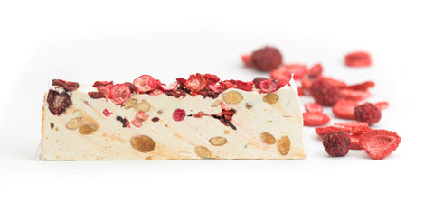 Andy Anand Soft Nougat with Strawberry, Soft Brittle, Turron from Spain - Gluten Free - Irresistible Taste - 7 Oz - Andyanand