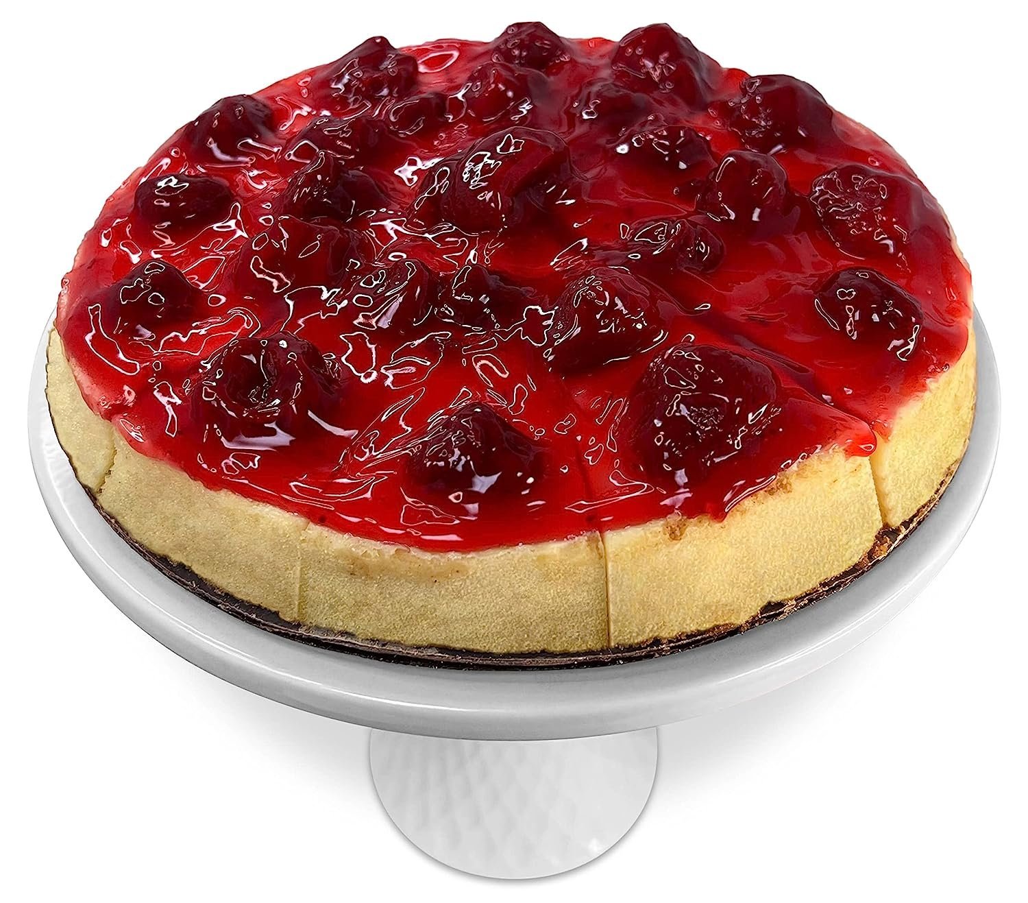 Strawberry Swirl Cheesecake Decadent strawberry swirl cheesecake on a white cake stand, a delectable dessert with a rich and creamy texture. Andy Anand Chocolates, All Products, Products, Cheesecake Regular