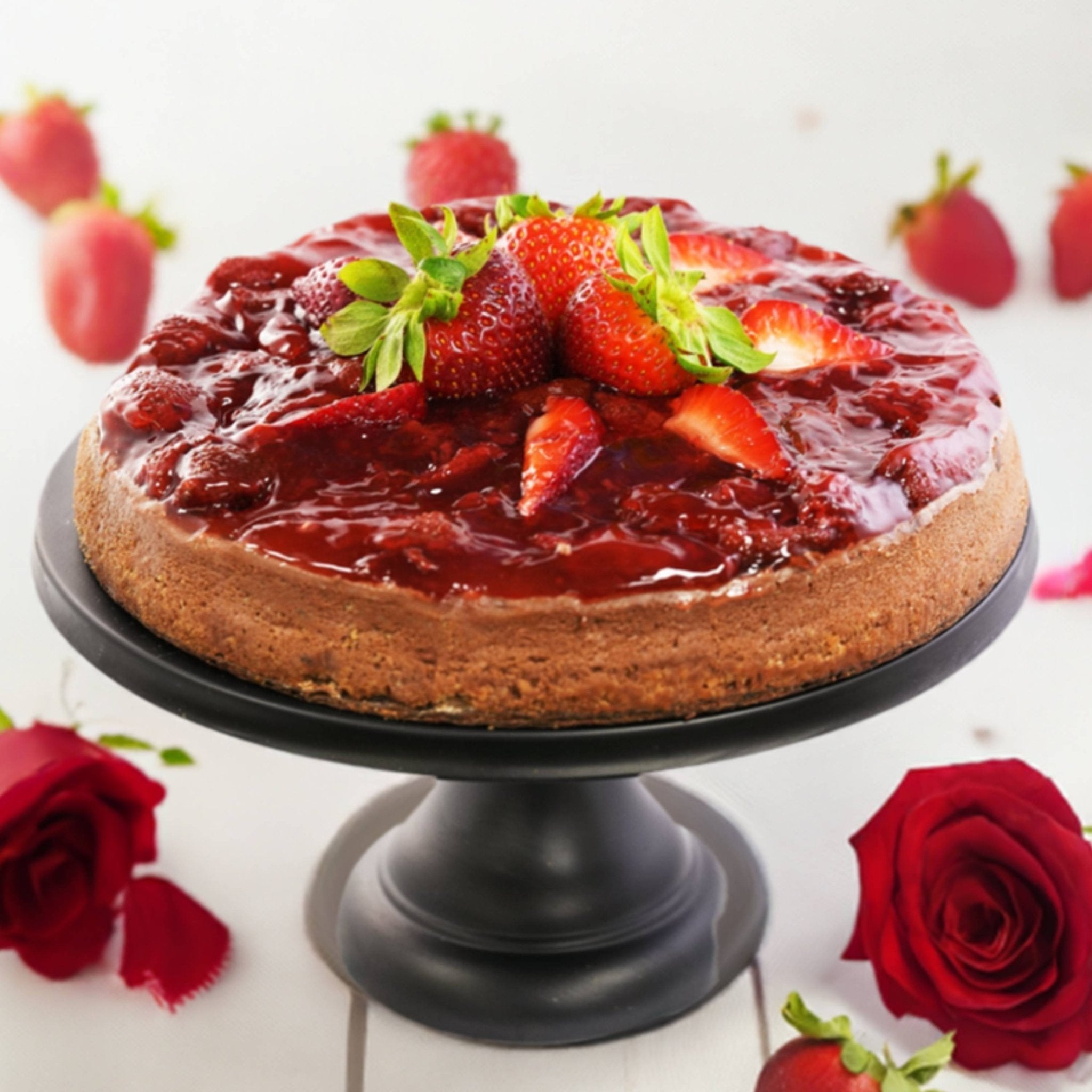 Andy Anand Chocolates Food & Beverages > Desserts & Sweets > Cakes > Sugar-Free Cheesecakes Andy Anand Sugar-Free Chocolate Strawberry Cheesecake, 9-Inch, 2.8 lb – Real Chocolate Truffles, Diabetic-Friendly, Birthday Gift Box Sugar-Free Chocolate Strawberry Cheesecake | Nationwide