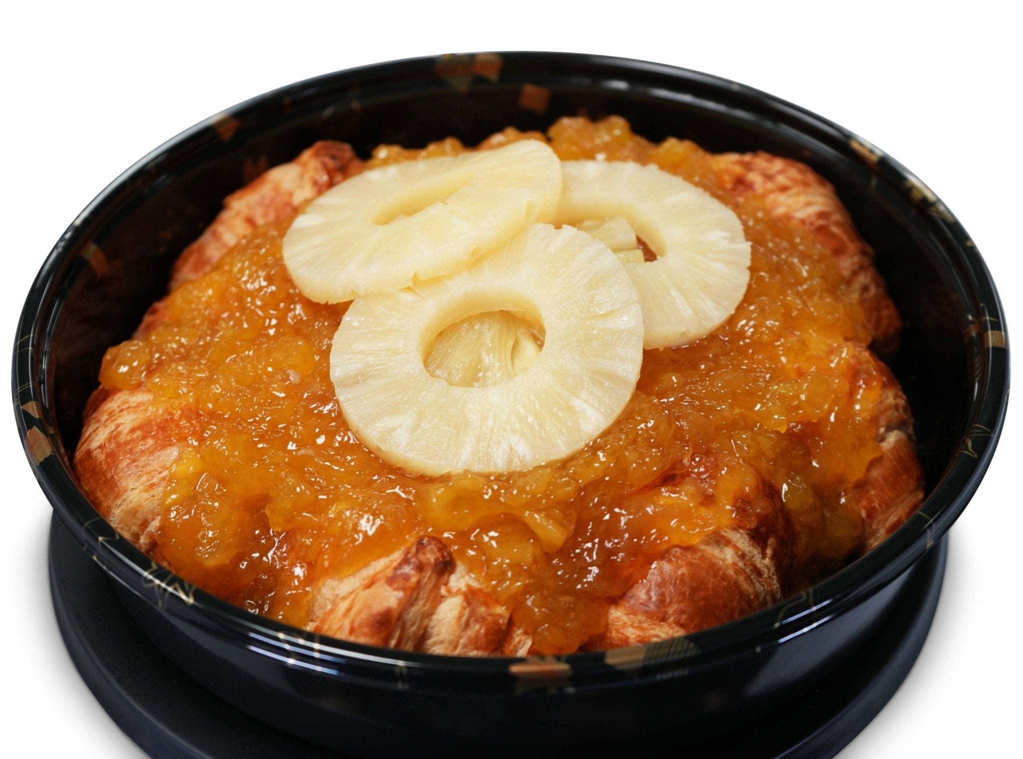 Andy Anand Best Fruit Sugar Free Pineapple Chocolate Croissant Cake Dessert 2.5 lbs, chunks of Pineapple on Flaky Cake