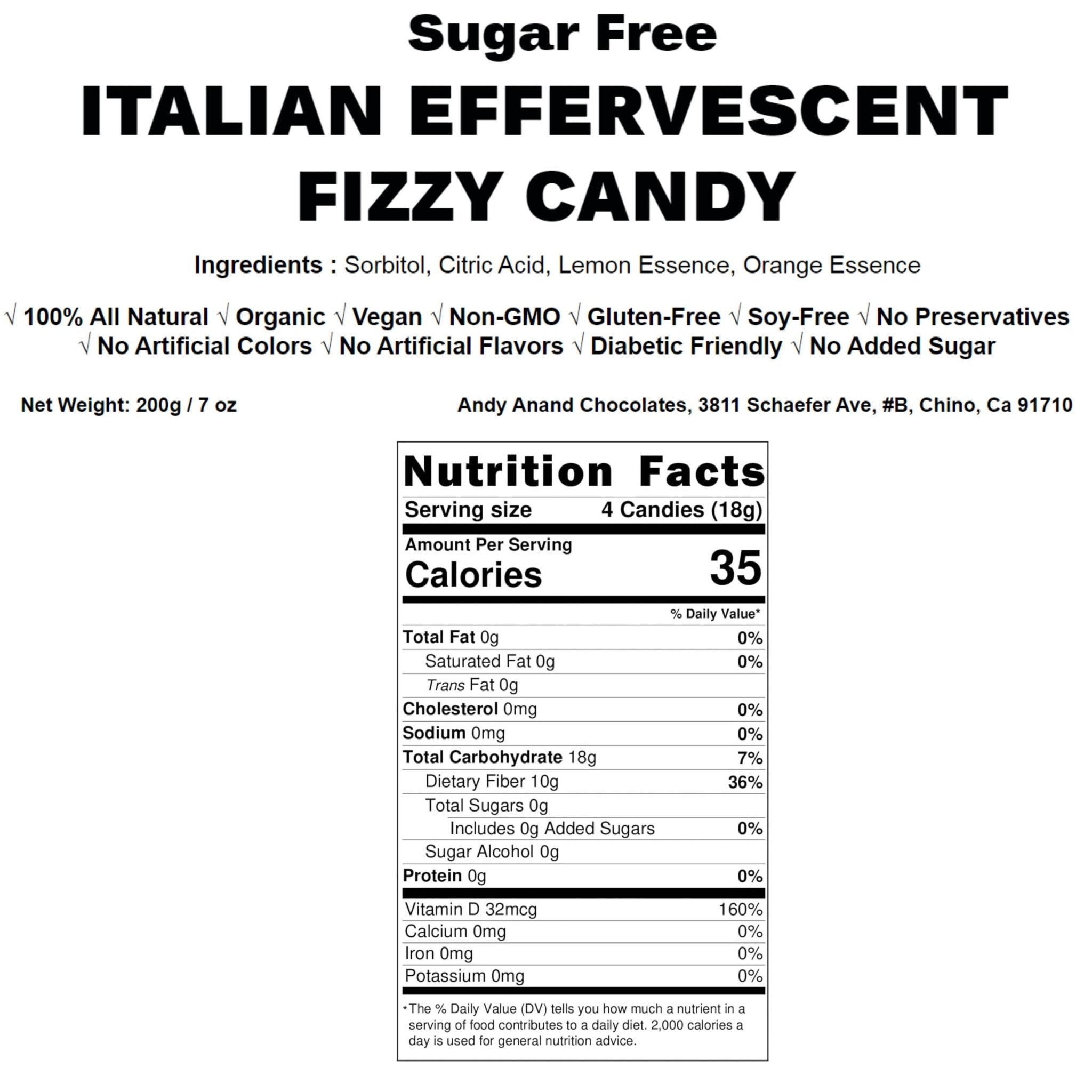 Sugar Free Fizzy candy luxury italian treats