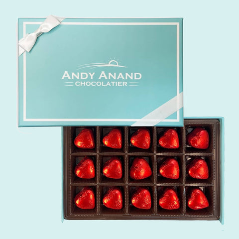Andy Anand Sugar Free Milk Chocolate 15 Heart Pralines Sweetened with Plant-based Stevia 7.6 Oz - Andyanand