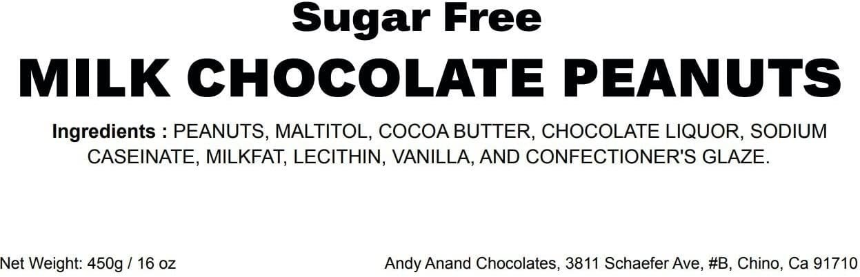 Andy Anand Chocolates Food & Beverages > Desserts & Sweets > Chocolate > Sugar Free Andy Anand Sugar-Free Milk Chocolate Covered Peanuts, 1 lb – Gluten-Free, Diabetic-Friendly, Natural Ingredients, Birthday & Holiday Snack Sugar-Free Milk Chocolate Peanuts 1 lb | Nationwide