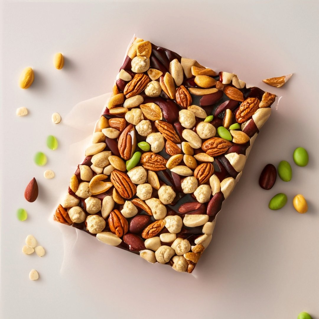 Sugar Free Mixed Nut Brittle Assorted nuts and chocolate in a sugar-free brittle bar, showcasing the Andy Anand Chocolates product line. Andy Anand Sugar Free Mixed Nut Brittle - 7 Oz Decadent Treats to Satisfy Your Cravings, All Products, Sugar Free Brittle.