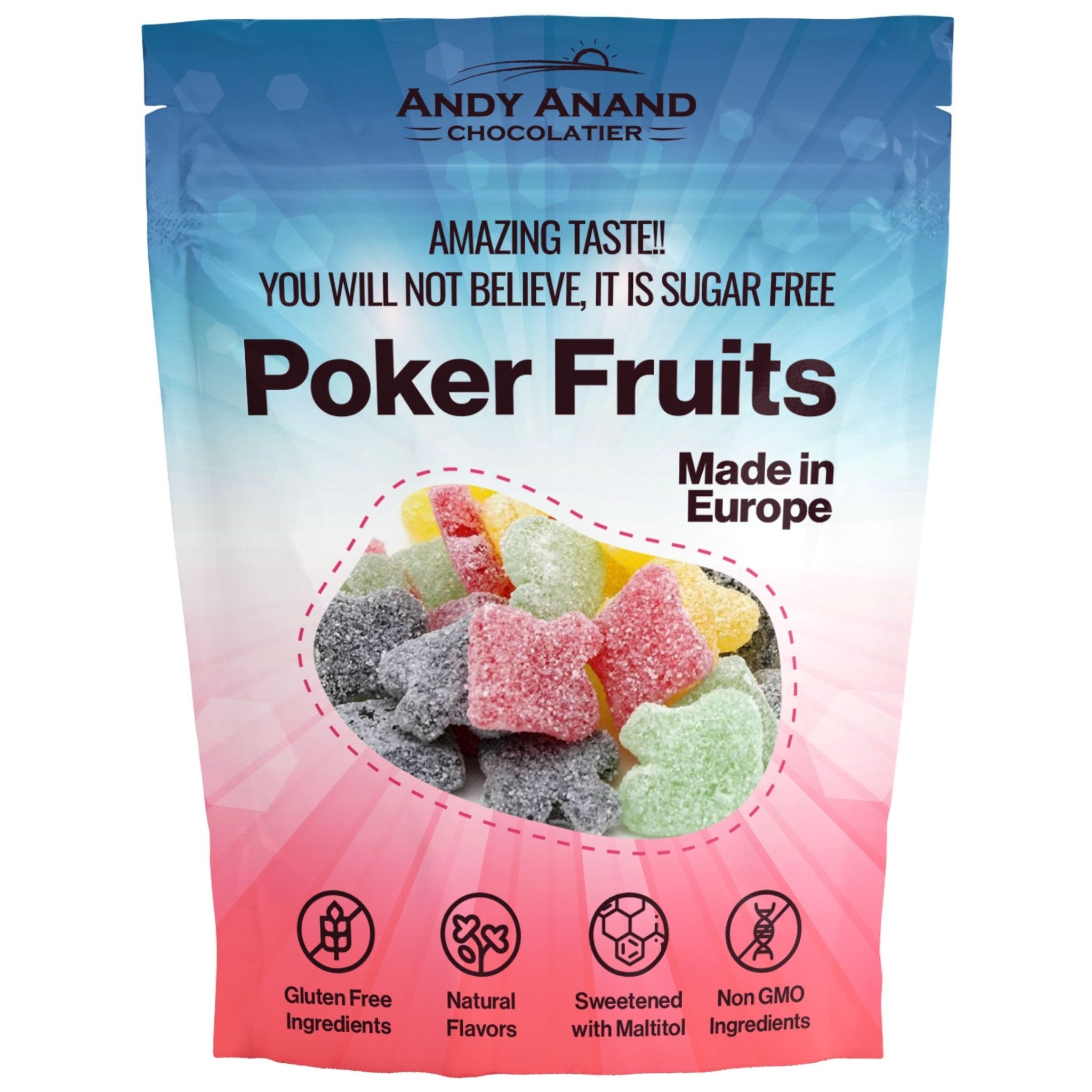 Sugar Free Poker Fruits Gummy Candy fruity flavors