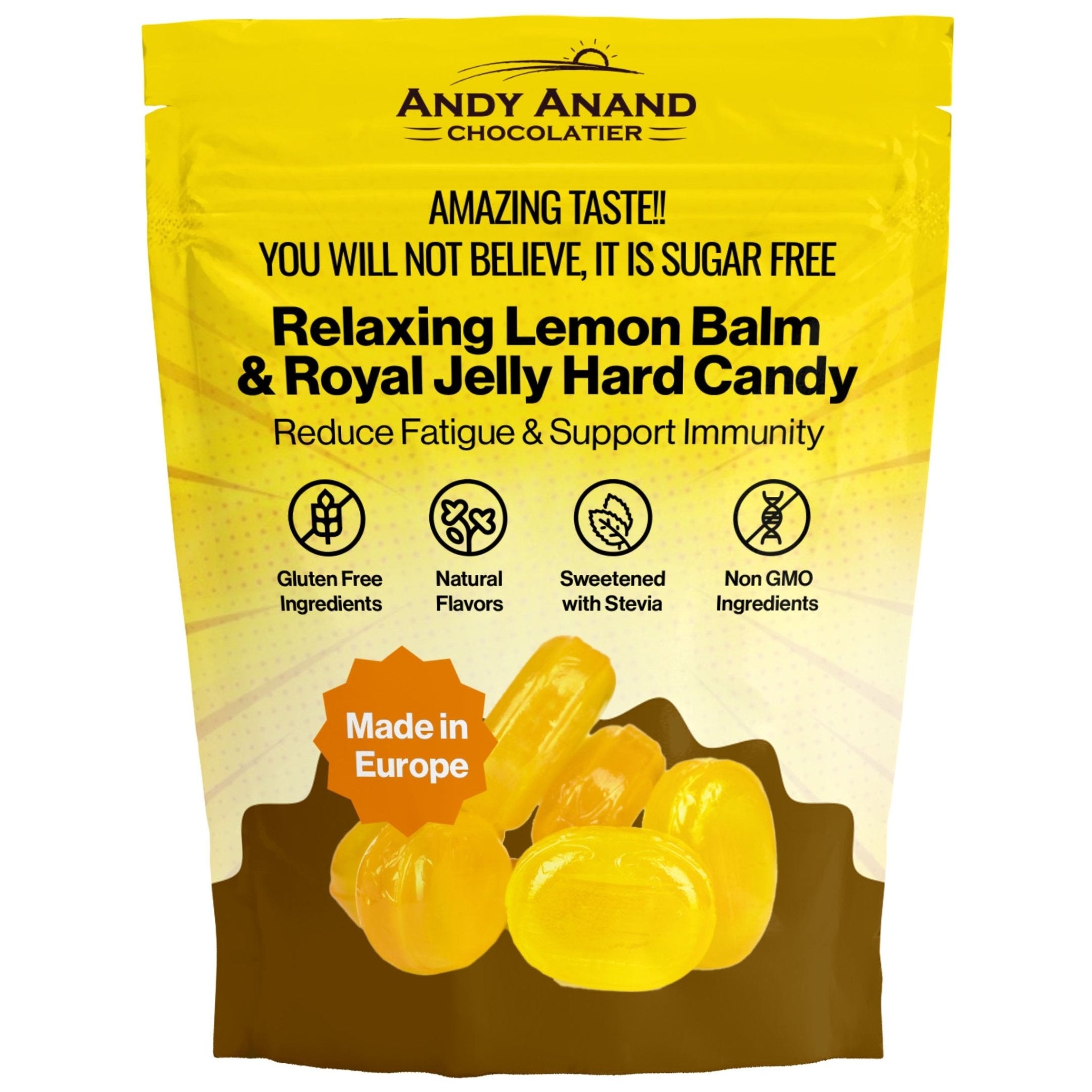 Andy Anand Chocolates Food & Beverages > Desserts & Sweets > Sugar Free Candy Andy Anand Sugar-Free Lemon Balm Hard Candy with Royal Jelly, 7 oz – European Imported, Keto & Diabetic-Friendly Gourmet Snack Gift Box Sugar-Free Lemon Balm Hard Candy 7 oz | Nationwide