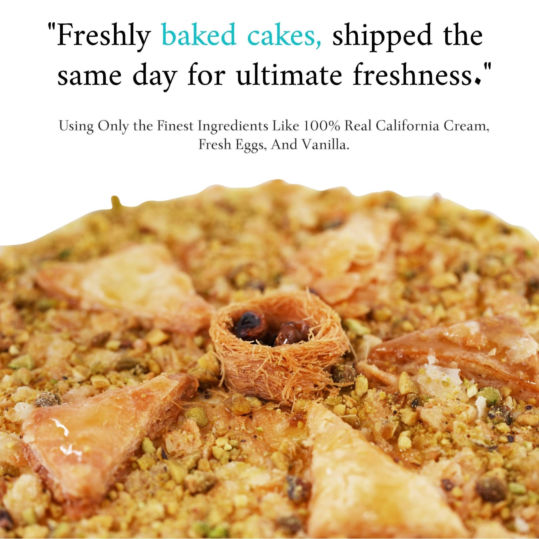 Andy Anand freshly baked Baklava Cheesecake, 9-inch, 2.8 lbs, real cream, fresh eggs & vanilla, shipped same day.