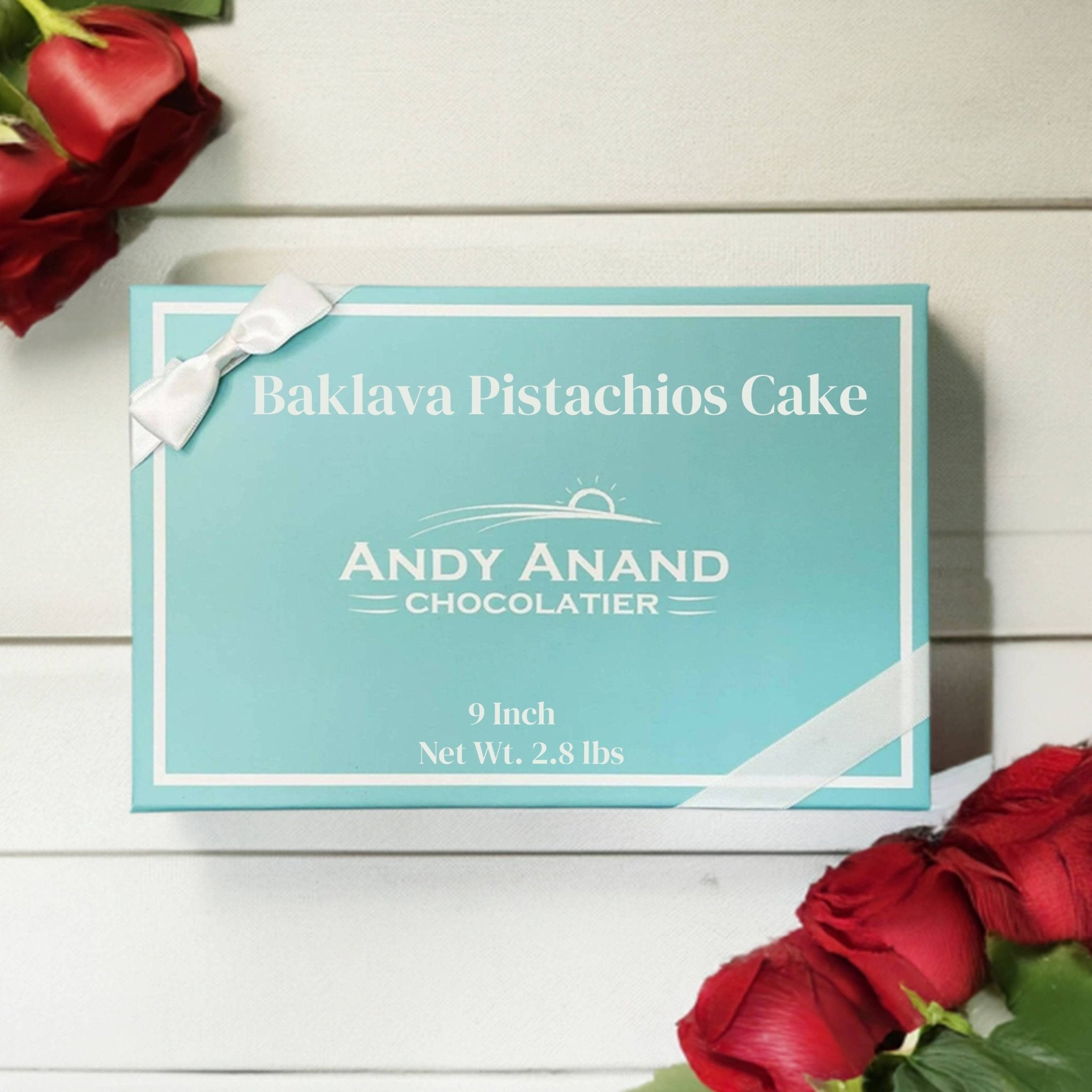 Andy Anand Chocolates Food & Beverages > Desserts & Sweets > Bakery > Cake Andy Anand Baklava Pistachio Cake, 9-Inch, 2.8 lb – Turkish Baklava & California Pistachio Fusion, Freshly Baked, Birthday Gift Box Baklava Pistachio Cake 9 inch | Hand-Baked, Nationwide