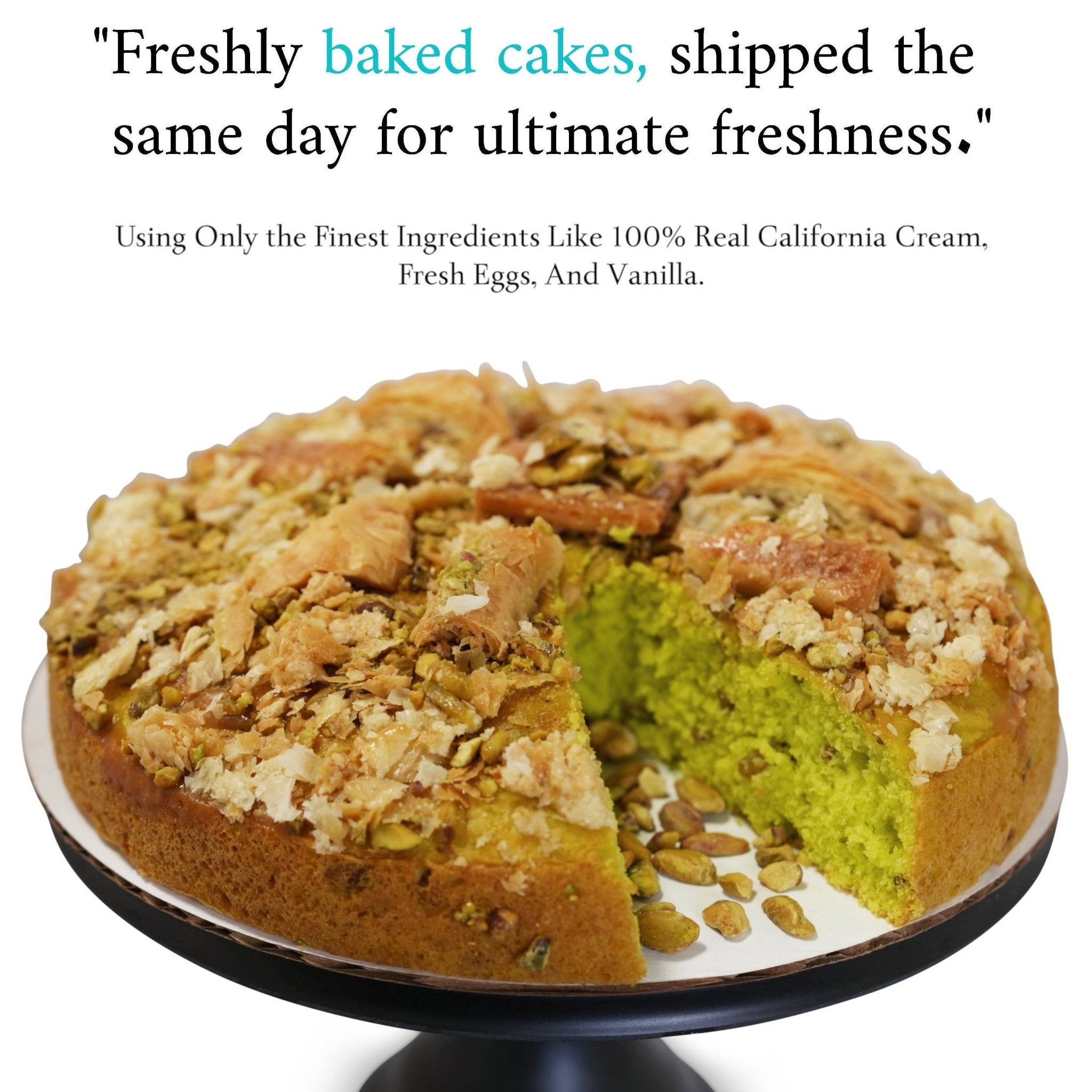 Andy Anand Chocolates Food & Beverages > Desserts & Sweets > Cakes > Sugar-Free Cakes Andy Anand Sugar-Free Baklava Pistachio Cake, 9-Inch, 2.8 lb – Turkish & California Fusion, Keto, Diabetic-Friendly Birthday Gift Box Sugar-Free Baklava Pistachio Cake | Keto & Diabetic-Friendly