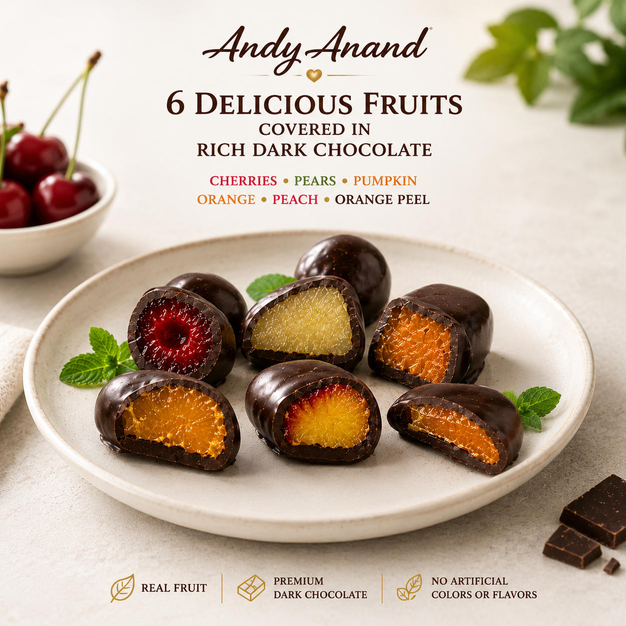 Andy Anand Cordiales de cereza y chocolate negro belga 48 piezas, delicias decadentes: satisface tus antojos
