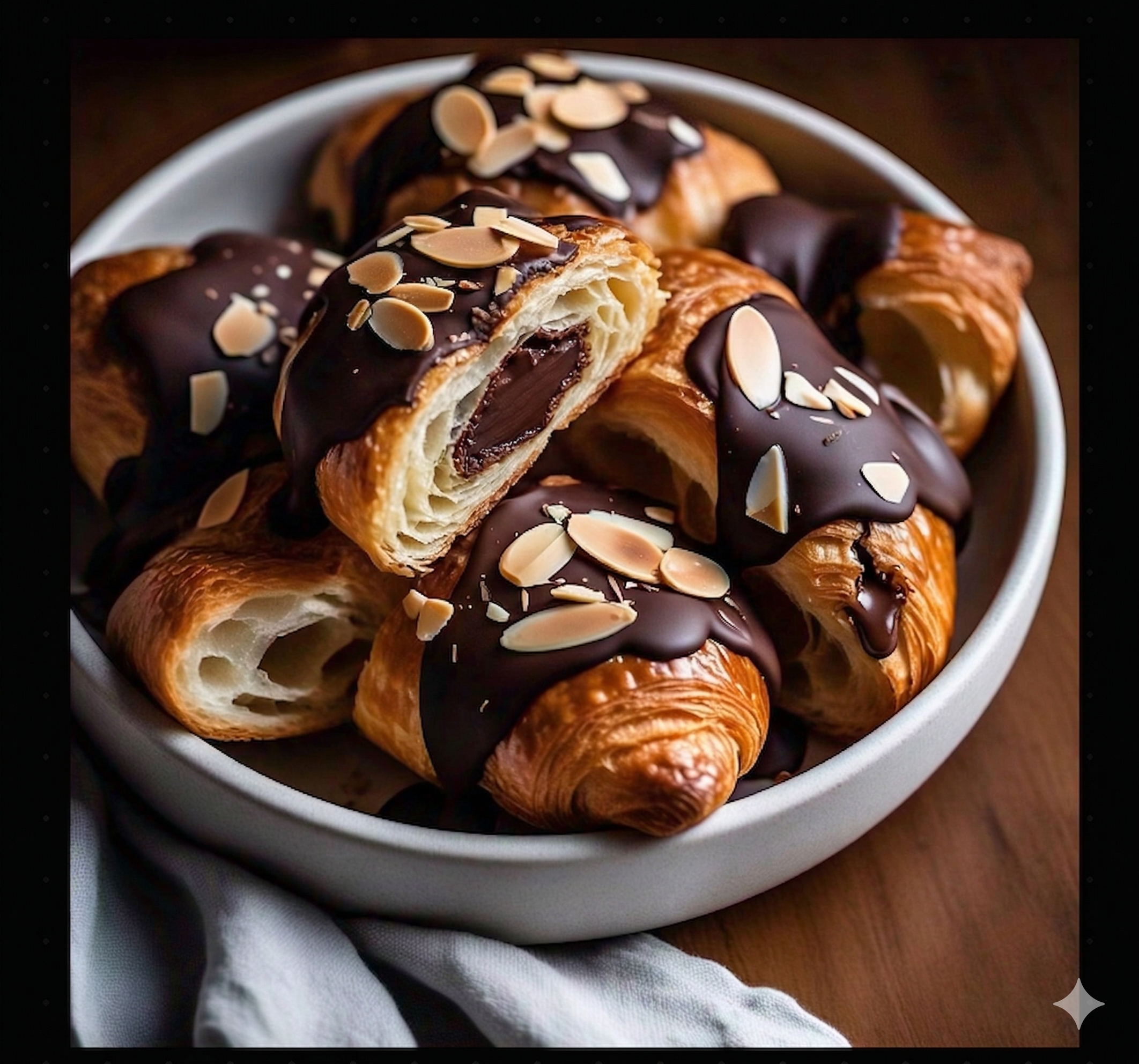 Andy Anand Dark Chocolate Almond Croissants, 10 Pcs - 2 lbs. Handcrafted Treats with Rich Chocolate Filling Inside and Crunchy Toasted Almond Topping