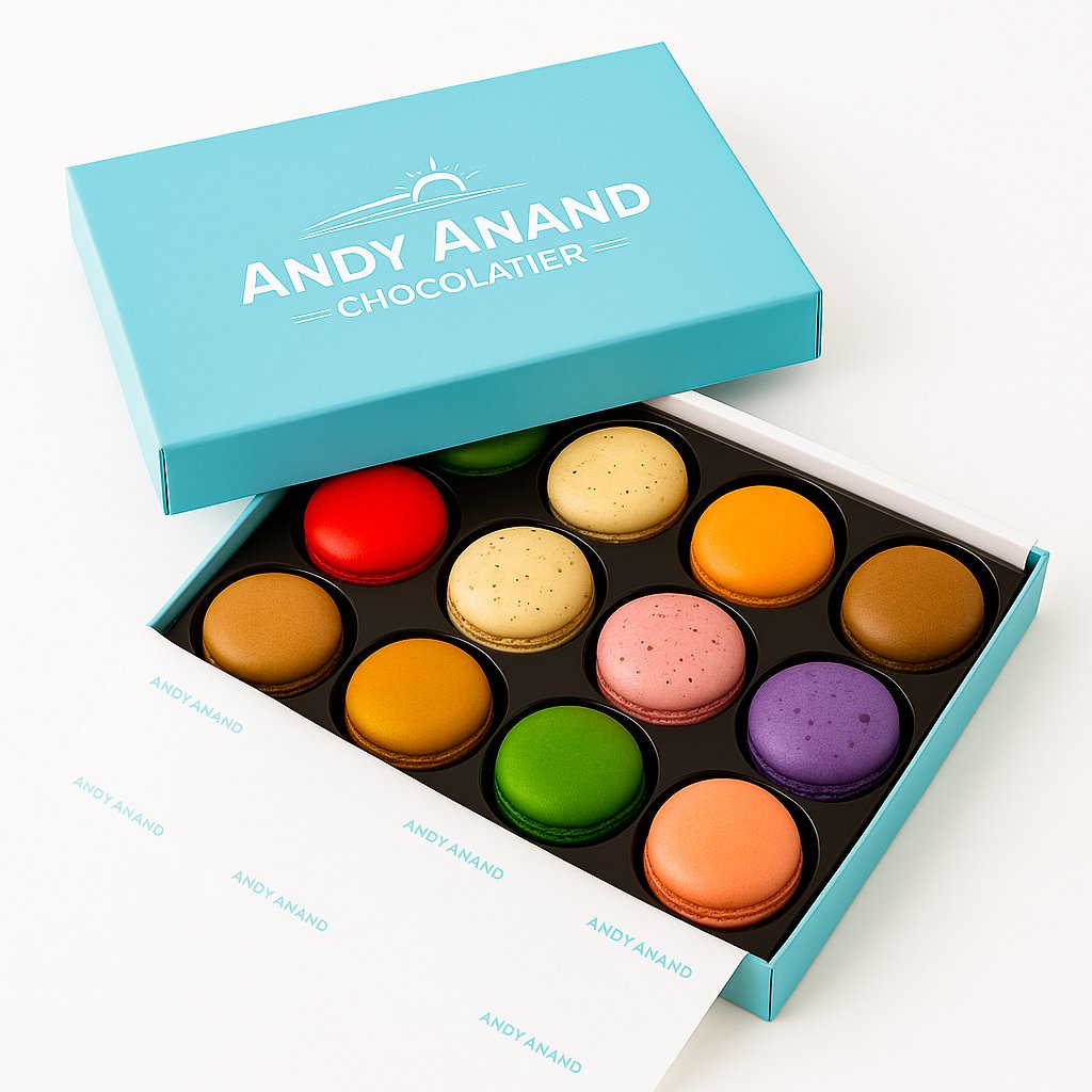 Andy Anand Chocolates Food & Beverages > Bakery > Cookies Andy Anand French Macarons, 12-Piece Gift Box – Gluten-Free, Made Fresh Daily, Assorted Gourmet Flavors – Birthday, Holiday & Celebration French Macarons 12 pc | Gluten-Free, Nationwide