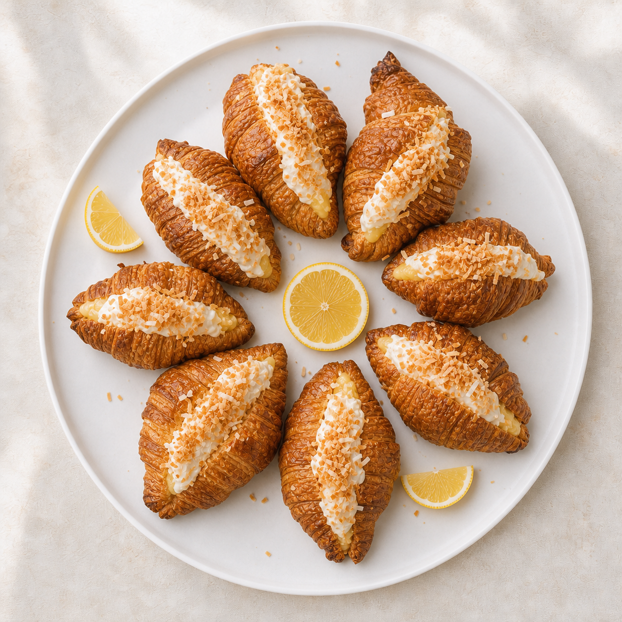 Andy Anand Sugar-Free White Chocolate Lemon Coconut Croissant Cake, 10 pc, 2 lb – Keto-Friendly & Diabetic-Friendly, No Sugar Added, Hand-Rolled Birthday Gift Box