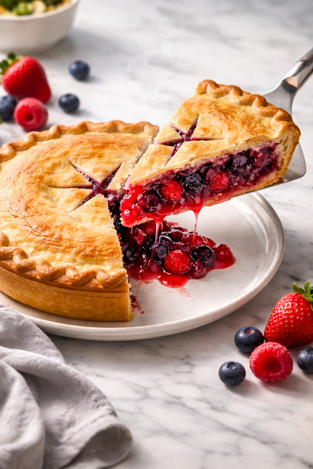 Andyanand Food & Beverages > Desserts & Sweets > Pie Andy Anand Sugar-Free Mixed Berry Pie, 2.6 lb – Strawberries, Blueberries & Blackberries, Keto & Diabetic-Friendly, Birthday Gift Box Sugar-Free Mixed Berry Pie | Keto, Ships Nationwide
