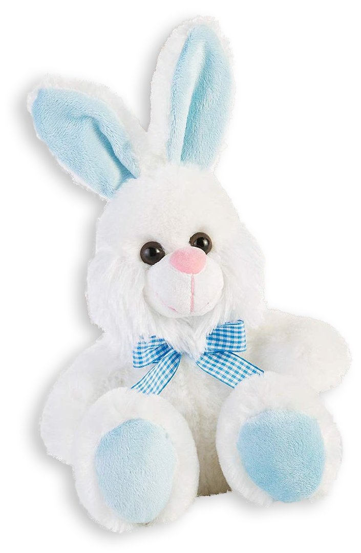 Premium Bunny Blue 13-inch plush with blue gingham bow, pink ears, and feet.