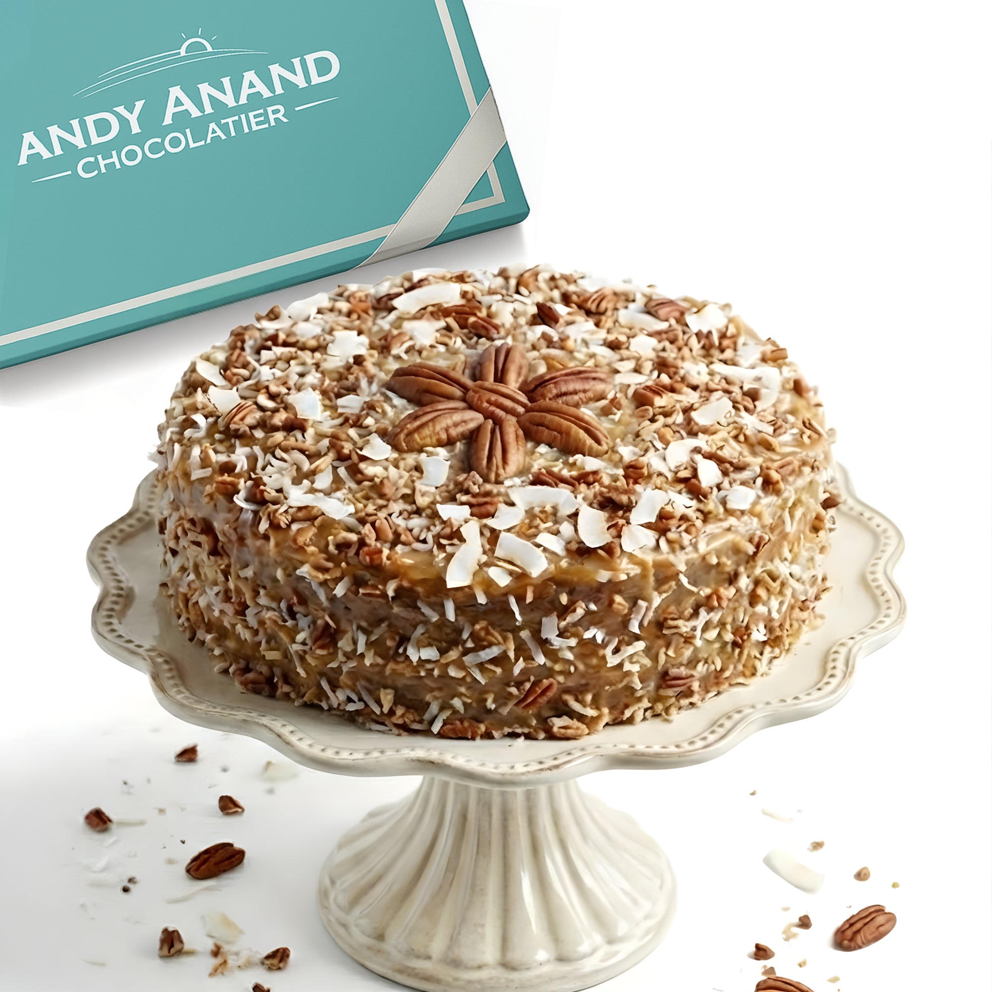 Andyanand Food & Beverages > Desserts & Sweets > Cakes > Sugar-Free Cakes Andy Anand Sugar-Free German Chocolate Cake, 2.4 lb – Belgian Cocoa, Coconut-Pecan Filling, Keto & Diabetic-Friendly Birthday Gift Box Sugar-Free German Chocolate Cake | Keto & Diabetic-Friendly