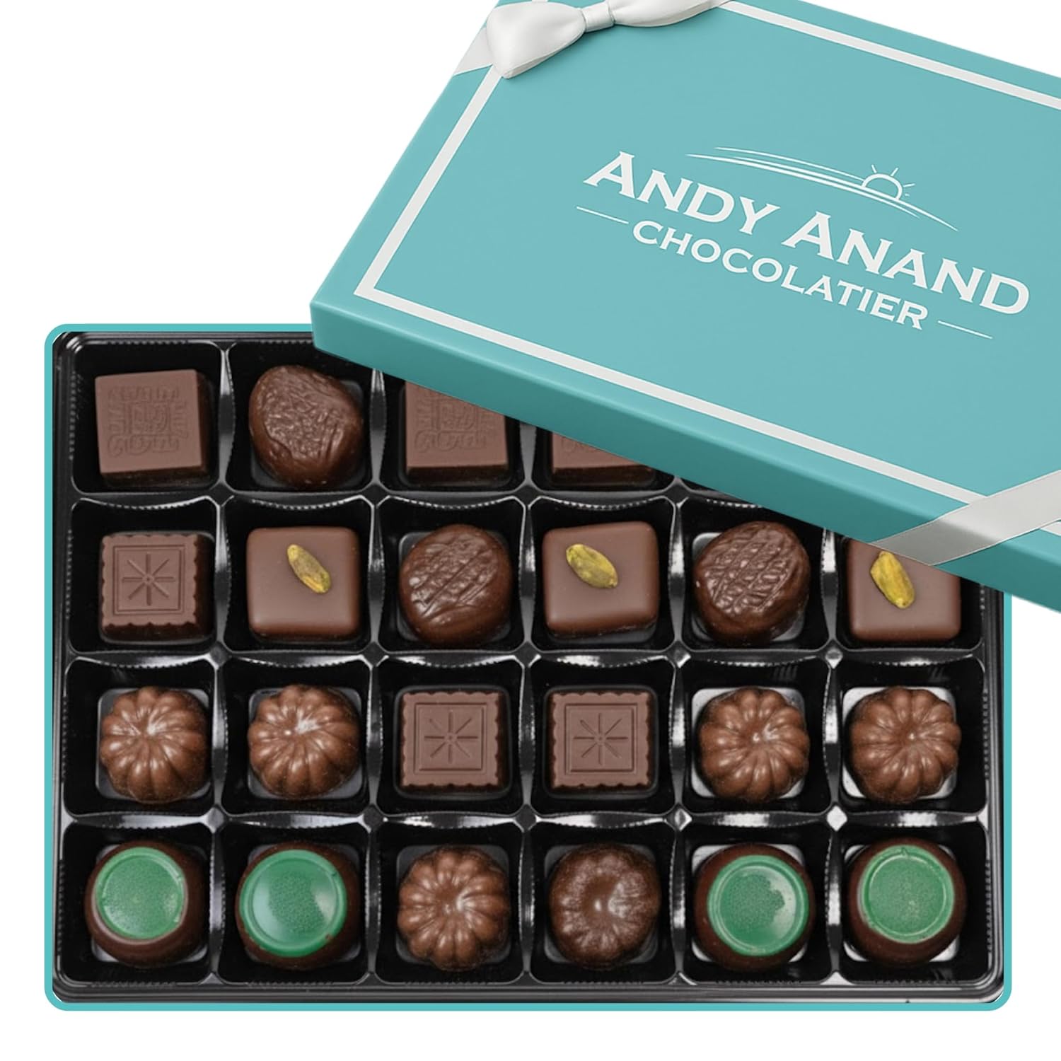 Andy Anand Luxury Gluten-Free Vegan Dark Chocolate Truffles Praline Collection, Made with 60% Chocolate (Cocoa Butter) 24 pcs