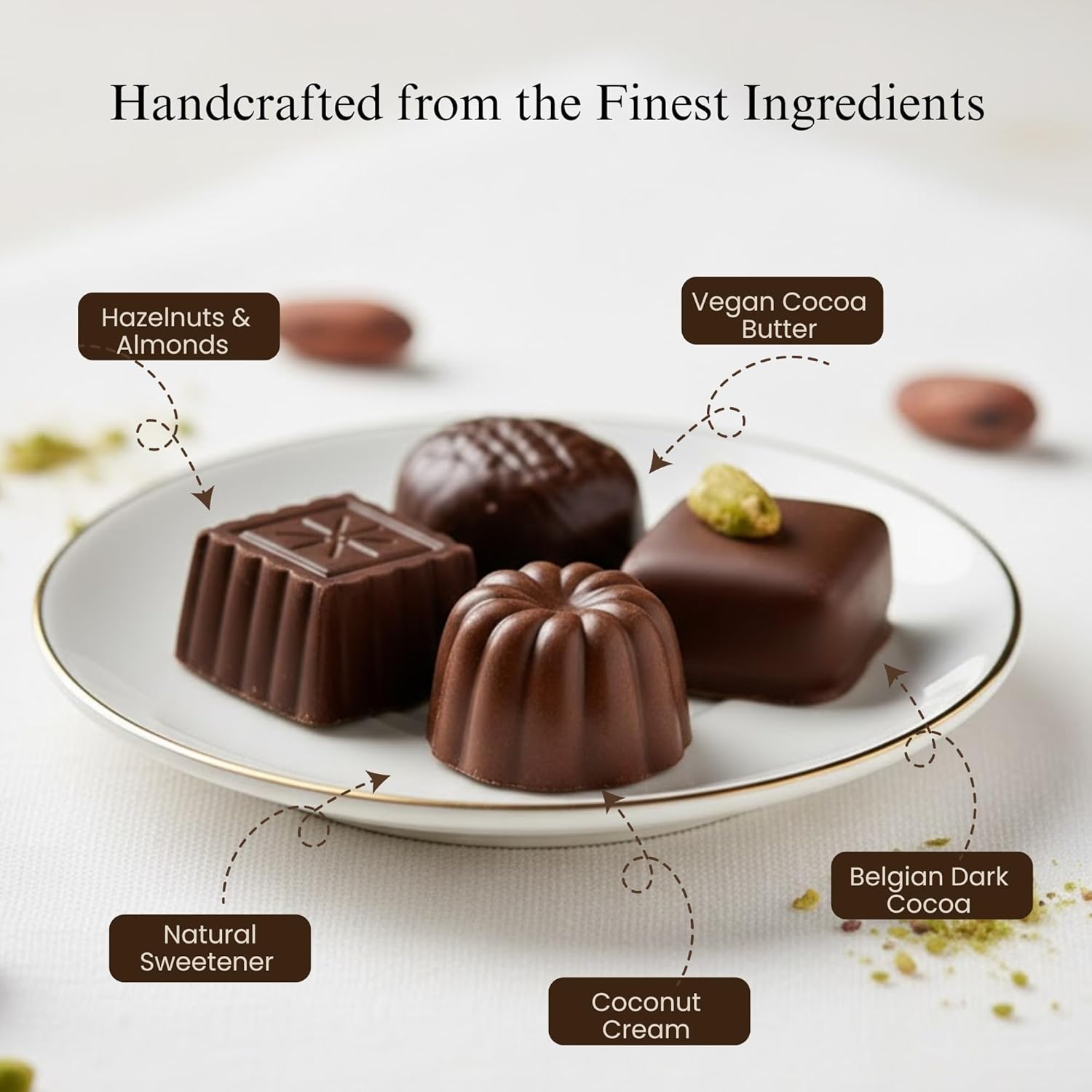 Andy Anand Luxury Gluten-Free Vegan Dark Chocolate Truffles Praline Collection, 24Pcs for Special Occasions, 60% Cocoa Butter