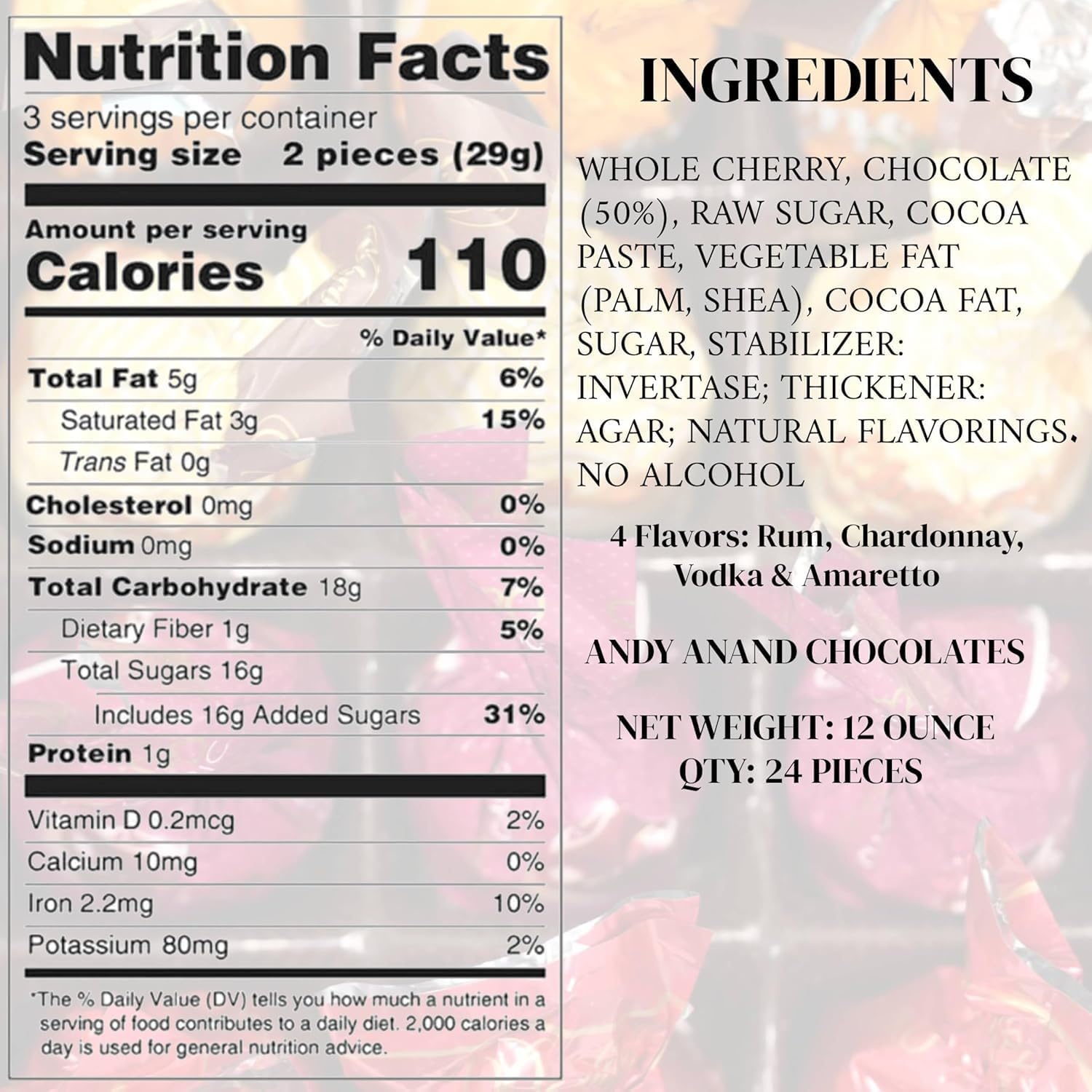 Dark Chocolate Cherry Cordials Liqueur-Infused Flavors 