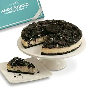 Andy Anand Cookies & Cream Cheesecake, 9-Inch, 2 lb – Hand-Baked NY-Style, Real California Cream Cheese, No Preservatives, Birthday Gift