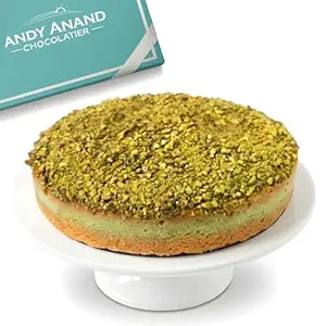 Cheesecake Andy Anand sans gluten ni sucre, caramel et pistaches, 23 cm (9 po) - Sans conservateurs chimiques, délicieux goût crémeux de noisette, idéal pour les diabétiques et les amateurs de desserts (1,1 kg).