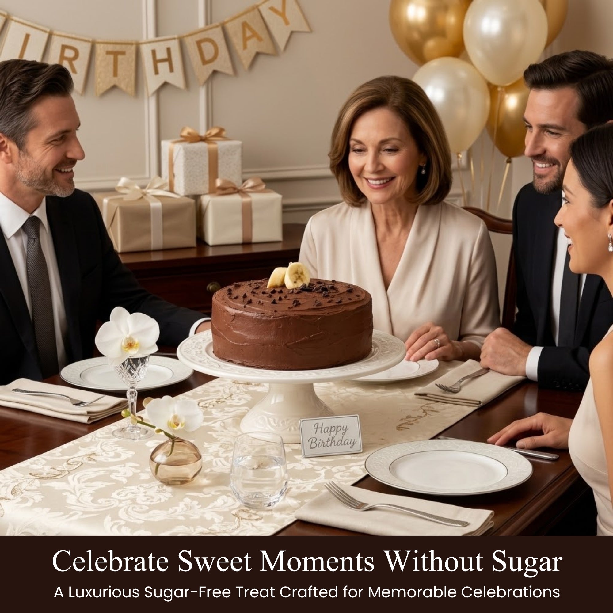 Andy Anand Chocolates Food & Beverages > Desserts & Sweets > Cakes > Sugar-Free Cakes Andy Anand Sugar-Free Chocolate Banana Cake, 2.8 lb – Keto & Diabetic-Friendly, Rich Chocolate & Real Banana, No Sugar Added, Birthday Gift Sugar-Free  Chocolate Banana Cake | Keto