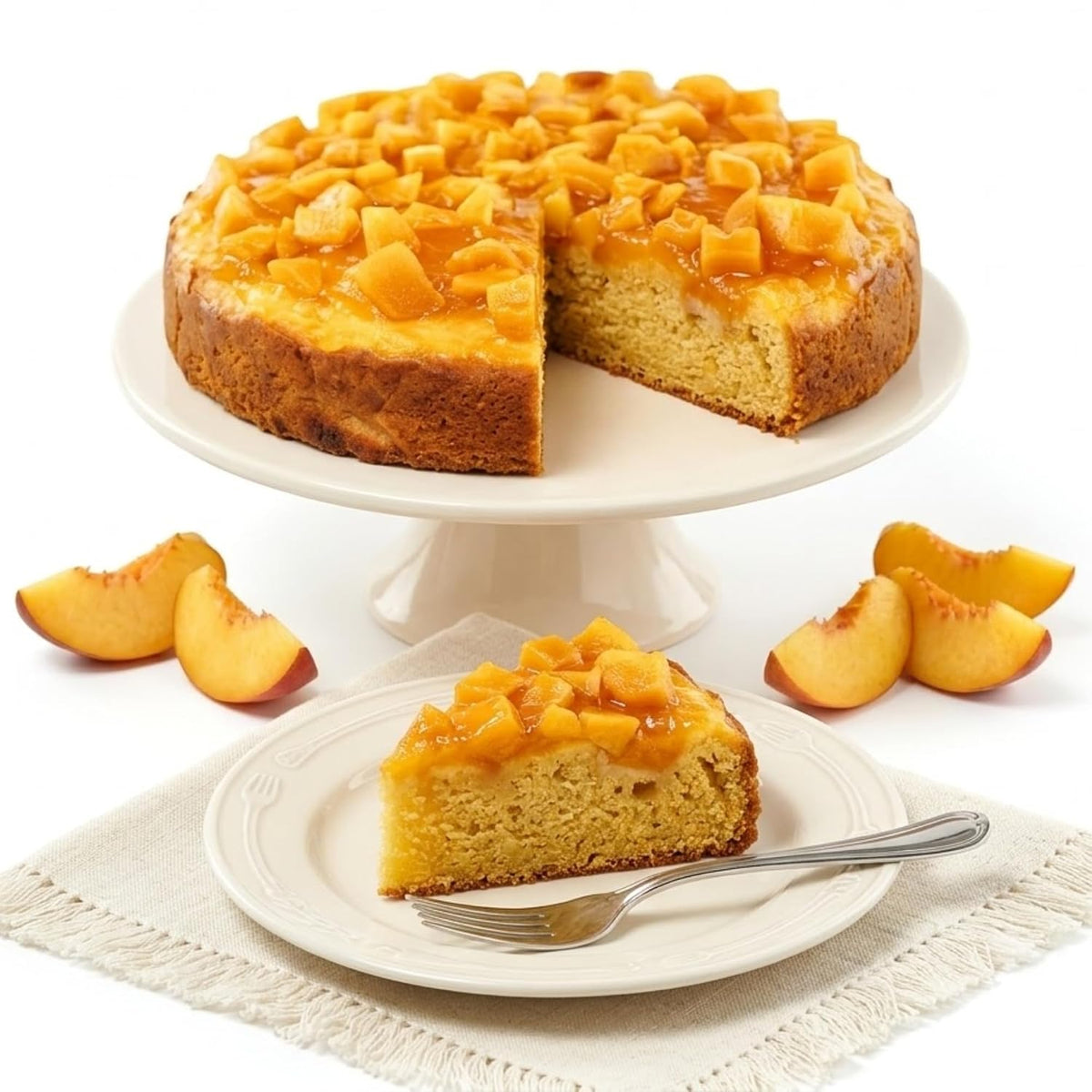 Andy Anand Délicieux gâteau aux pêches sans sucre 9" - Divine Cake Goût délicieux de la boulangerie sans sucre Dessert pour les amateurs de diabète (2 lb)