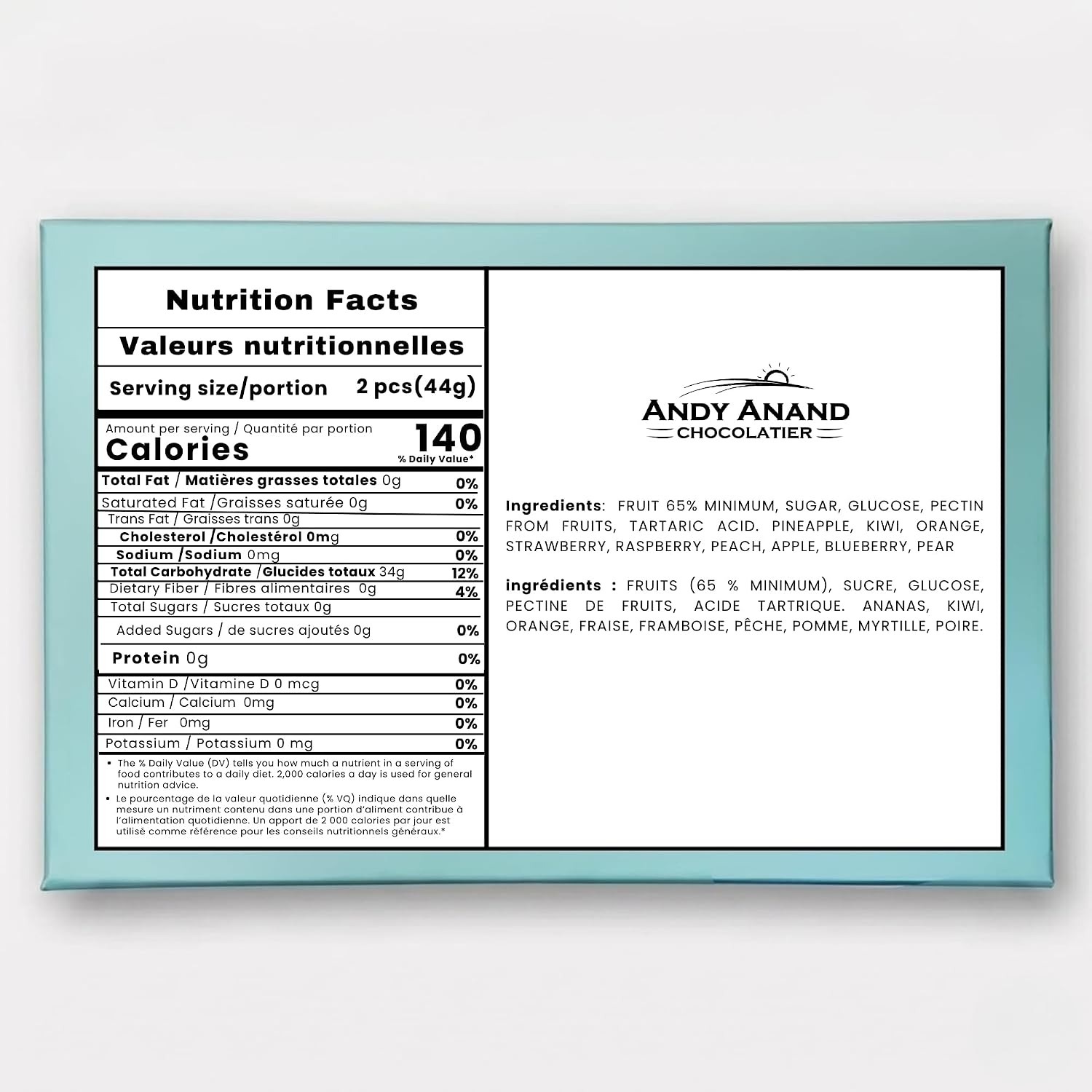Andy Anand Pâtes de Fruits, Jaleas de Frutas Francesas - 24 Piezas