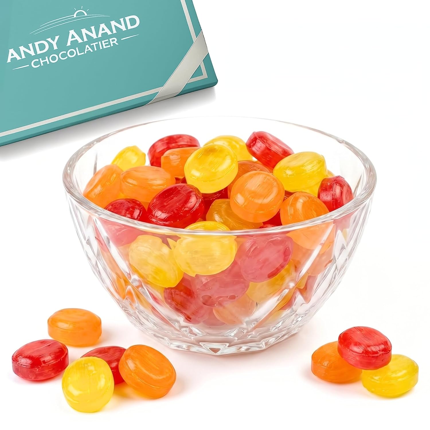Andy Anand 160 bonbons durs aux fruits sans sucre + vitamine C, énergie, détox, antioxydants, céto et diabétique, bonbons sucrés à la stévia - Une friandise délicieuse et saine 7 oz - Paquet de 2 (livré gratuitement)