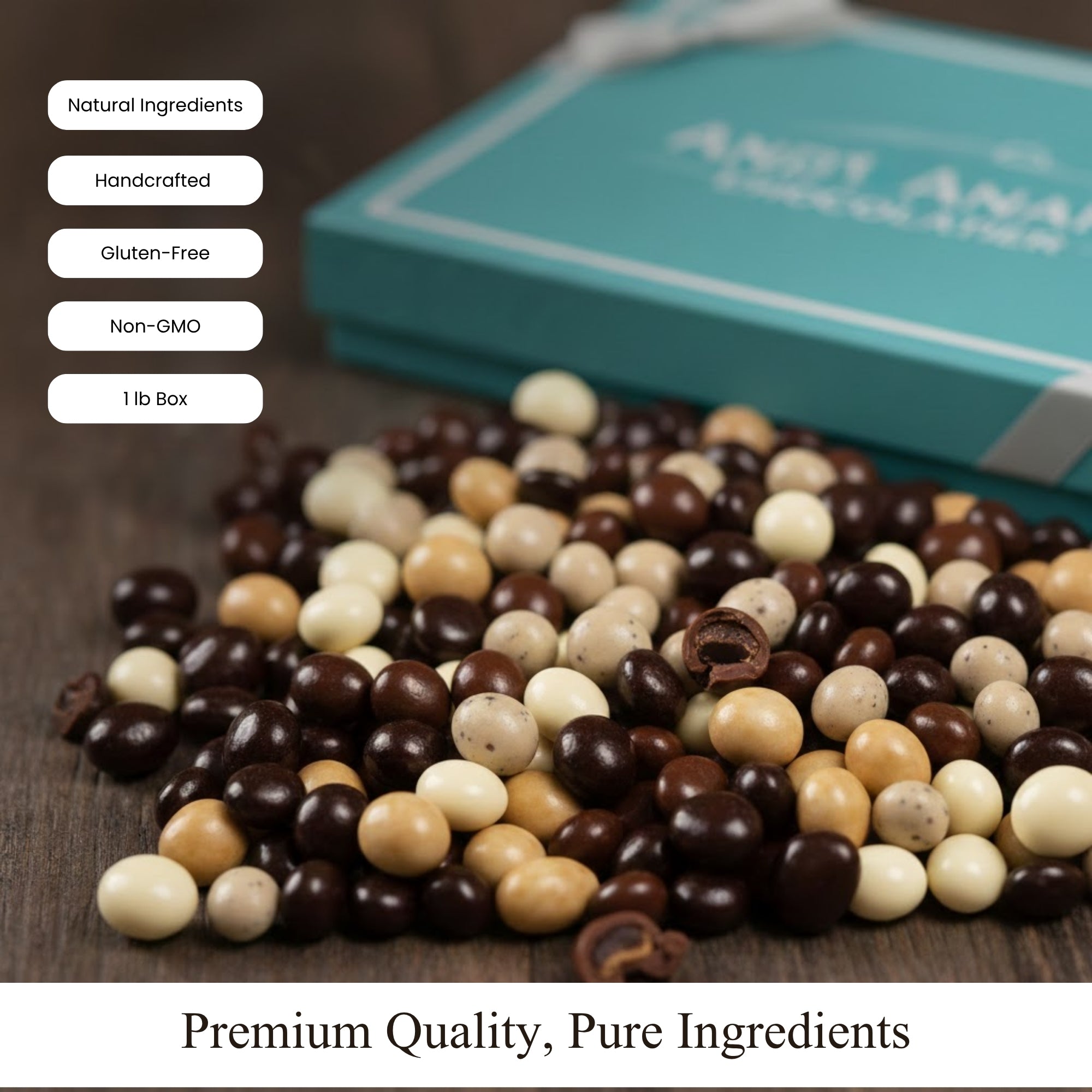 Andy Anand Espresso Coffee Belgian Chocolate Assortment, 5 Flavors, 1 lb – 60% Cocoa Butter, Gourmet Gift Box, Birthday & Holiday Occasions