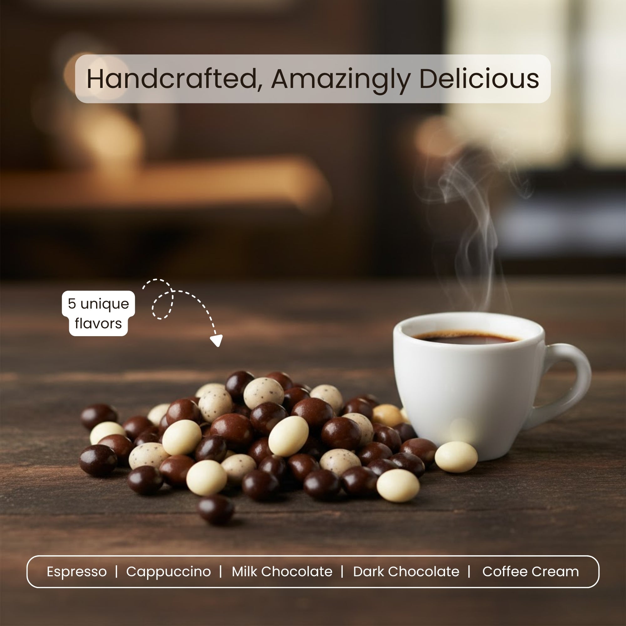 Andy Anand Espresso Coffee Belgian Chocolate Assortment, 5 Flavors, 1 lb – 60% Cocoa Butter, Gourmet Gift Box, Birthday & Holiday Occasions