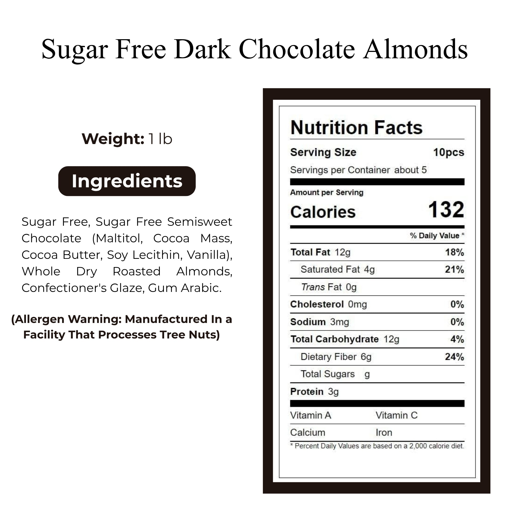 Andy Anand Chocolate Sin Azúcar Almendras De Chocolate Oscuro 1 libra "Chocolates Deliciosamente Divinos"