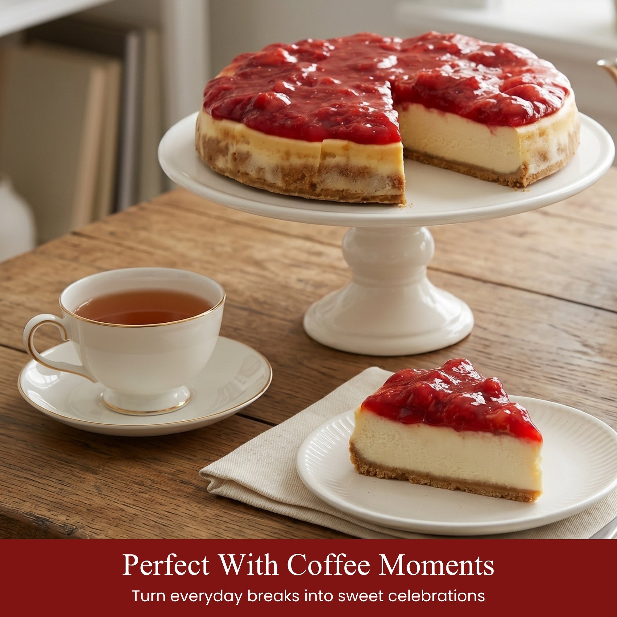 Andy Anand Deliciosa tarta de queso con fresas y sin azúcar recién horneada: el mejor sabor clásico (3,4 lbs)