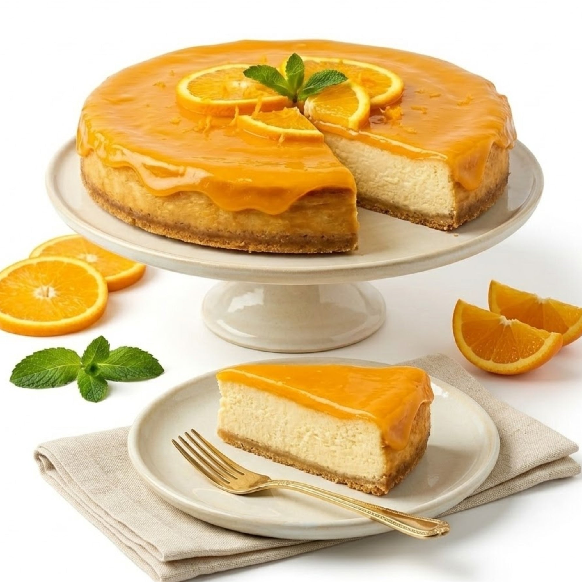 Andy Anand Sugar-Free Orange Cheesecake, 9-Inch, 2.6 lb – Diabetic-Friendly, No Preservatives, Fresh California Cream Cheese, Birthday Gift
