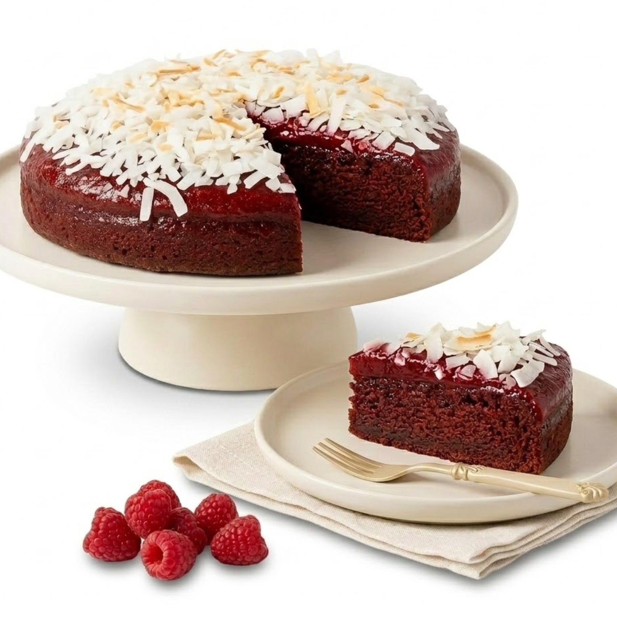Andy Anand Exquisite 9" Gâteau sans gluten à la framboise, au chocolat et à la noix de coco 9" avec de vraies truffes au chocolat : toujours préparé en petites quantités avec des ingrédients frais - 2,8 lb