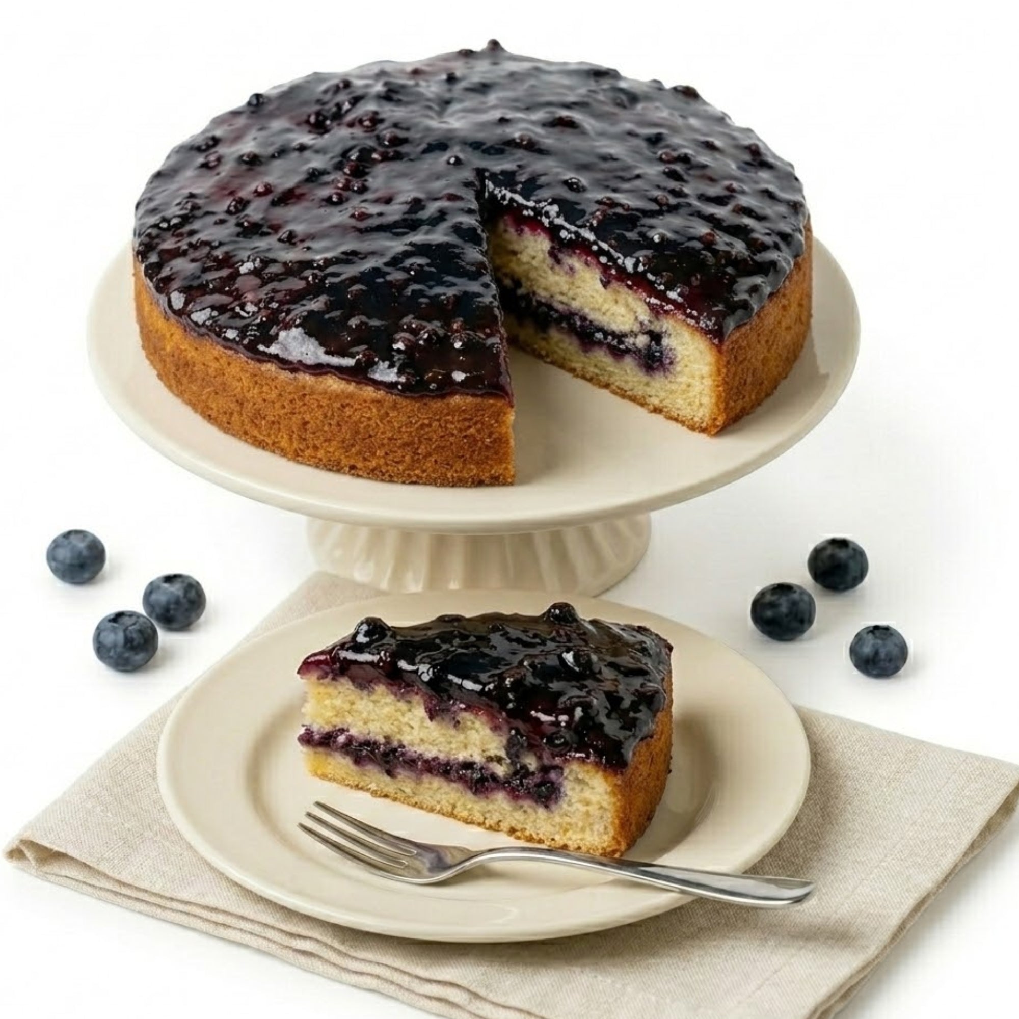 Gâteau aux bleuets trempés sans sucre Andy Anand (2,5 lb) Savourez le goût incroyable d'un gâteau aux bleuets trempés classique sans sucre ! Parfait pour des célébrations sans culpabilité