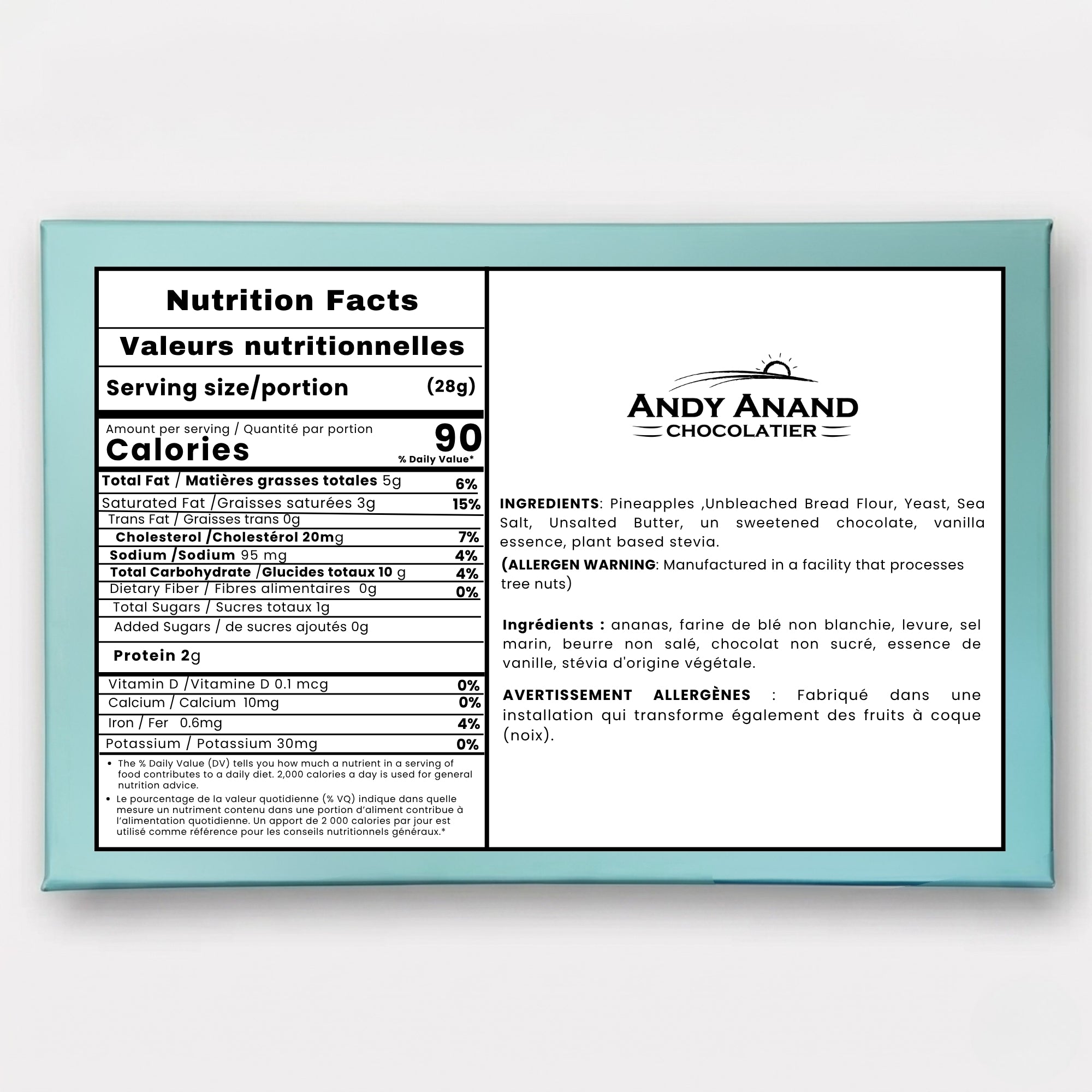 Andy Anand Sugar-Free Pineapple Chocolate Croissant Cake, 2.5 lb – Keto & Diabetic-Friendly, Flaky Laminated Pastry, Birthday Gift Box