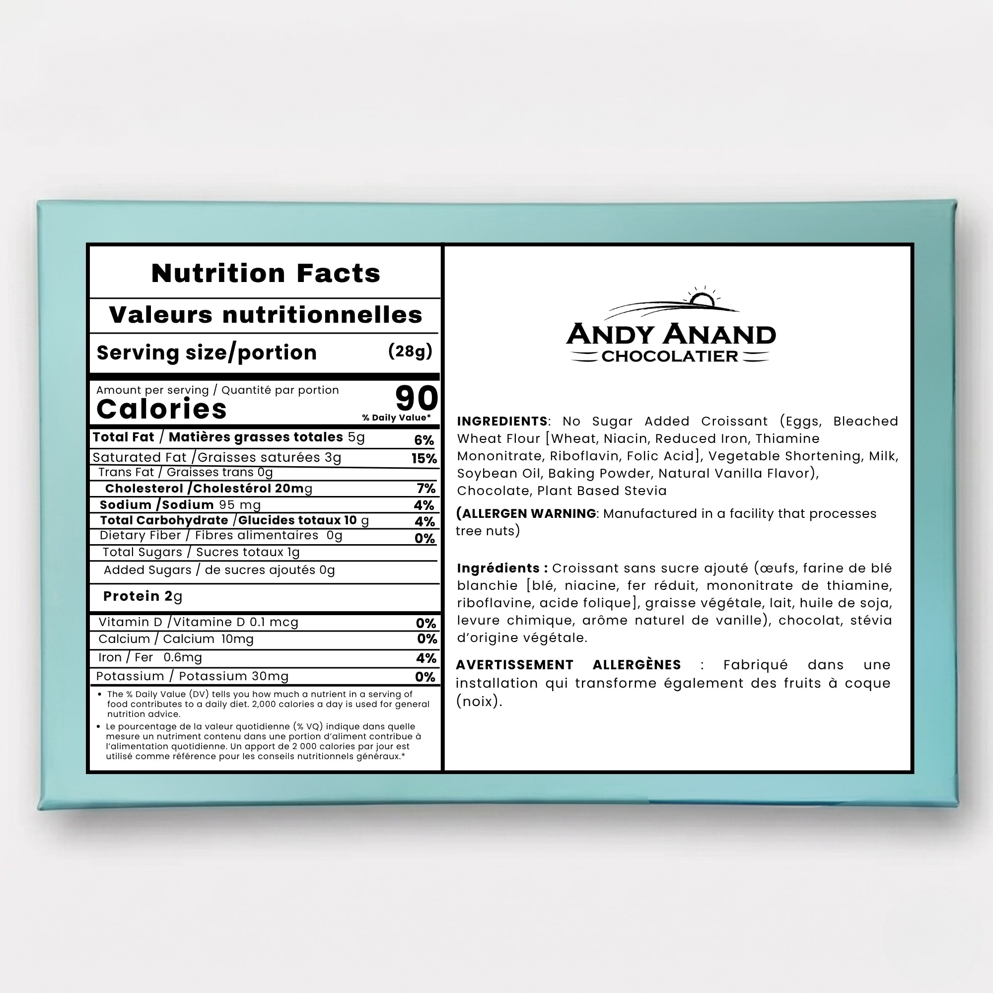 Andy Anand Sugar-Free Dark Chocolate Almond Croissant Cake, 10 pc, 2 lb – Keto & Diabetic-Friendly, Hand-Rolled, Birthday & Holiday Gift