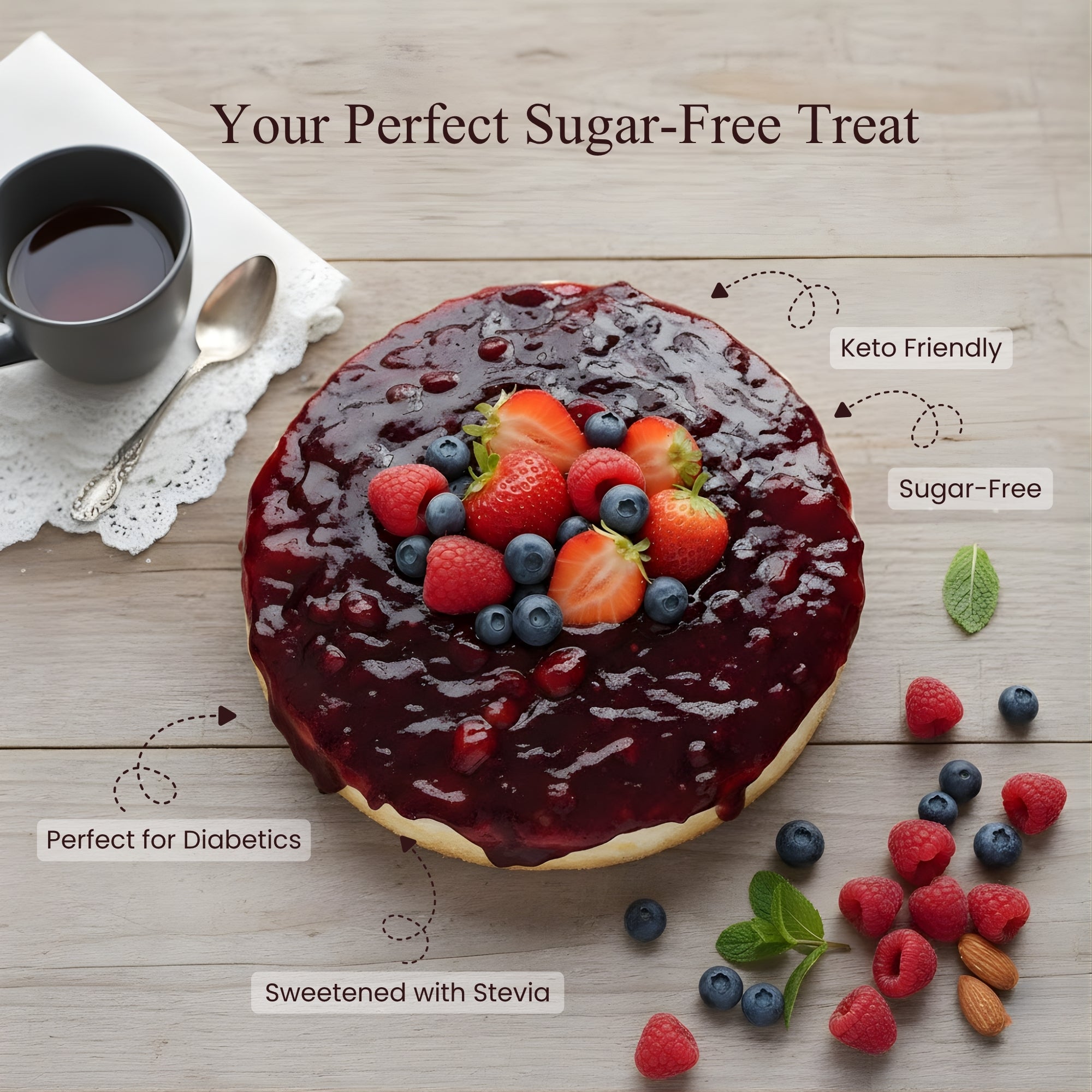 Andy Anand Chocolates Food & Beverages > Desserts & Sweets > Cakes > Sugar-Free Cakes Andy Anand Sugar-Free Gluten-Free Wildberry Cake, 2.5 lb – Keto & Diabetic-Friendly, Mixed Berries, No Preservatives, Birthday Gift Box Sugar-Free Gluten-Free Wildberry Cake | Keto-Friendly