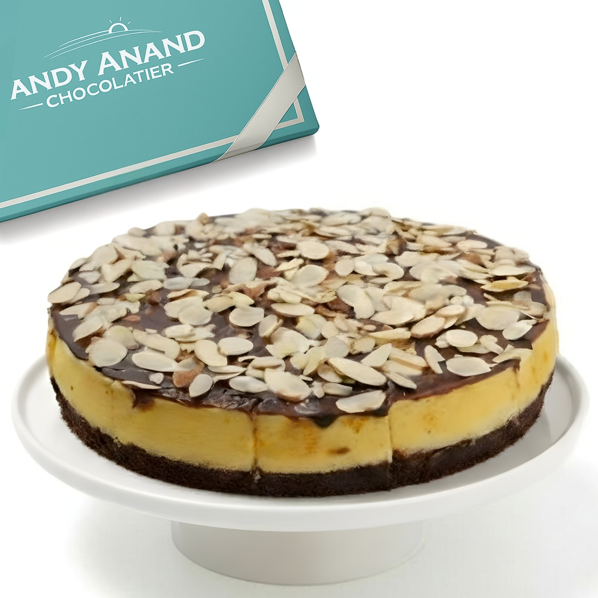 Andyanand Food & Beverages > Desserts & Sweets > Bakery > Cheesecake Andy Anand Fudge Brownie Cheesecake, 9-Inch, 2.8 lb – Halal, Real California Cream Cheese, No Preservatives, Birthday & Holiday Gift Box Fudge Brownie Cheesecake | Halal, Ships Nationwide