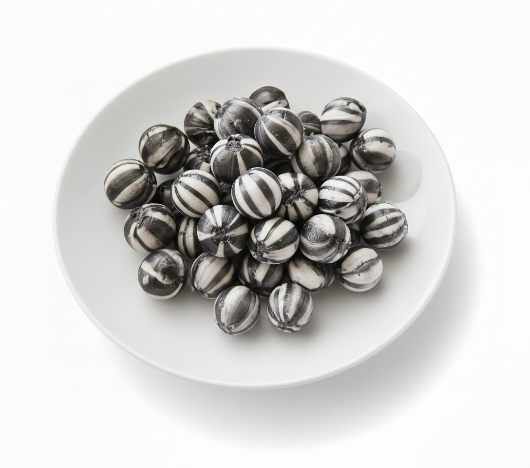 Andy Anand Sugar Free Black Bulls Eyes Hard Candy Boiled in Copper Kettle for that unique taste, Flown from Europe 25 Pieces - Sugar & Aspartame Free - Naturally Flavored & Sweetened - Non-GMO, Gluten Free, Keto & Diabetic Friendly