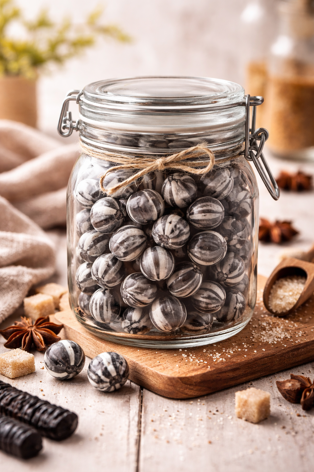 Andy Anand Sugar Free Black Bulls Eyes Hard Candy Boiled in Copper Kettle for that unique taste, Flown from Europe 25 Pieces - Sugar & Aspartame Free - Naturally Flavored & Sweetened - Non-GMO, Gluten Free, Keto & Diabetic Friendly