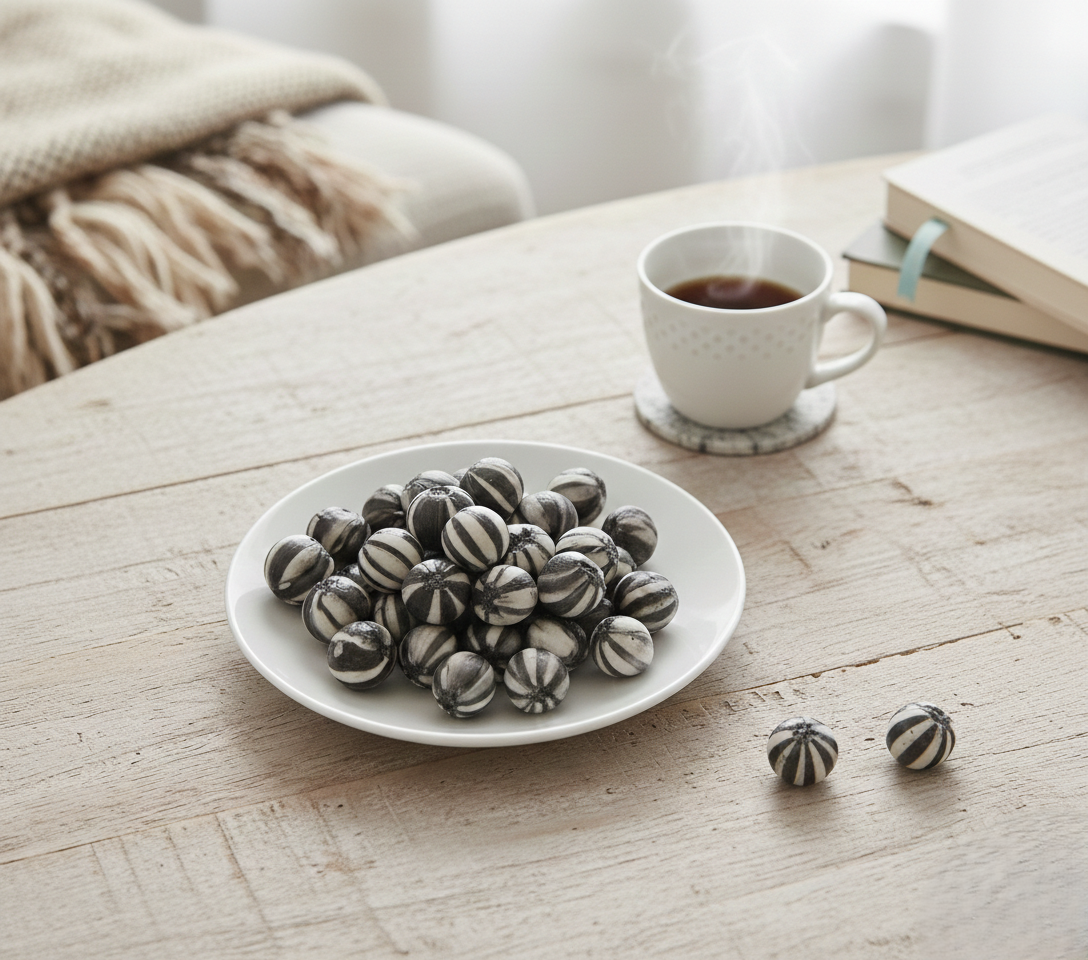 Andy Anand Sugar Free Black Bulls Eyes Hard Candy Boiled in Copper Kettle for that unique taste, Flown from Europe 25 Pieces - Sugar & Aspartame Free - Naturally Flavored & Sweetened - Non-GMO, Gluten Free, Keto & Diabetic Friendly