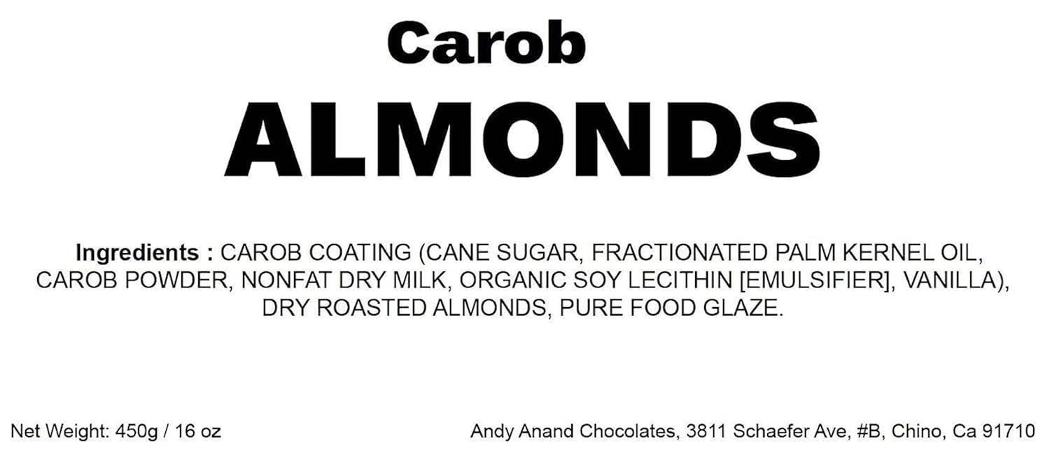ANDY ANAND CHOCOLATIER Carob Almonds, Tastes like chocolate Handcrafted with Love and All-Natural Ingredients. Gift Boxed for the Perfect Indulgence! (1 lb)
