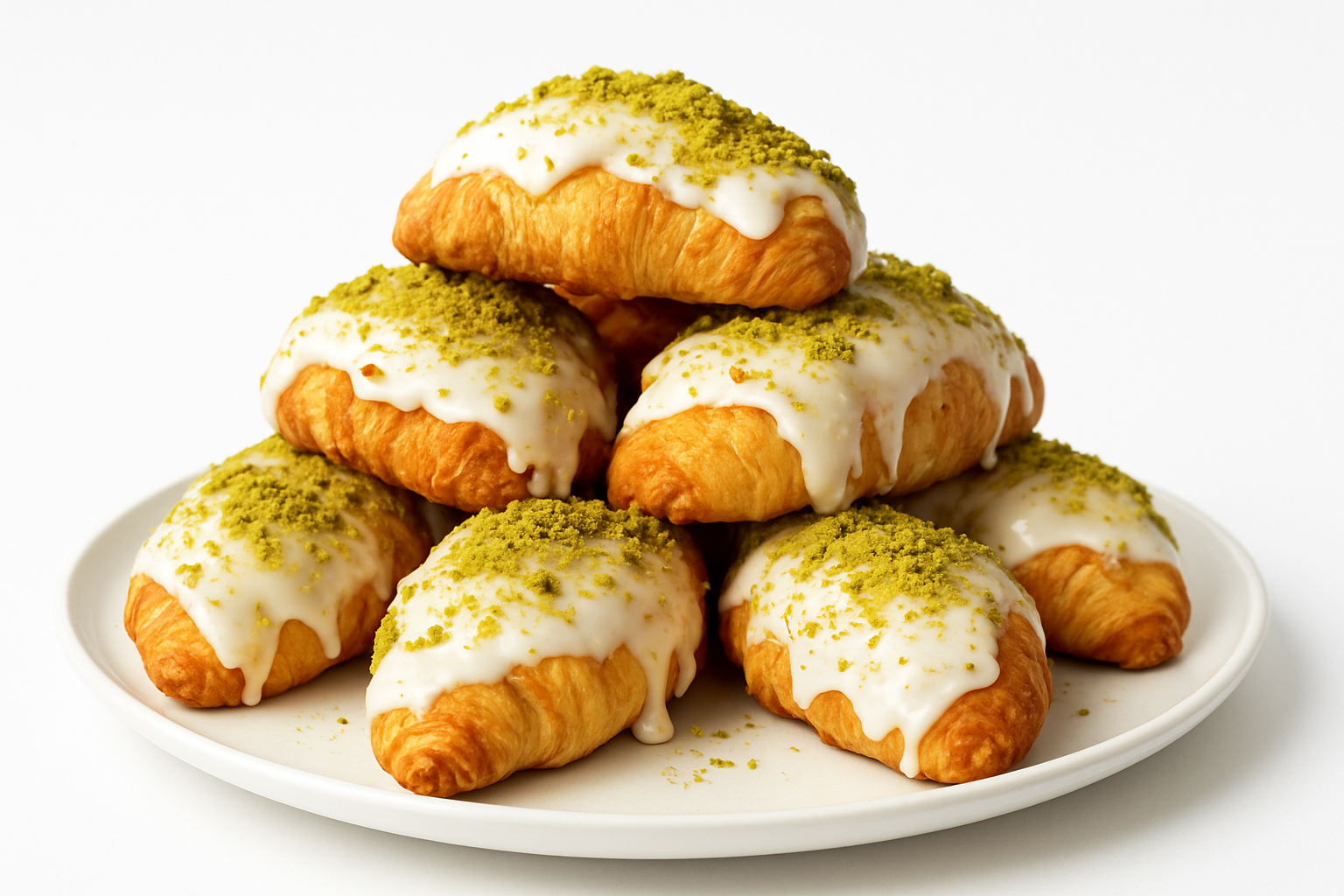 Andy Anand Sugar-Free White Chocolate Pistachios Croissants 10pcs - Hand-Rolled, Diabetic-Friendly, 2 lbs