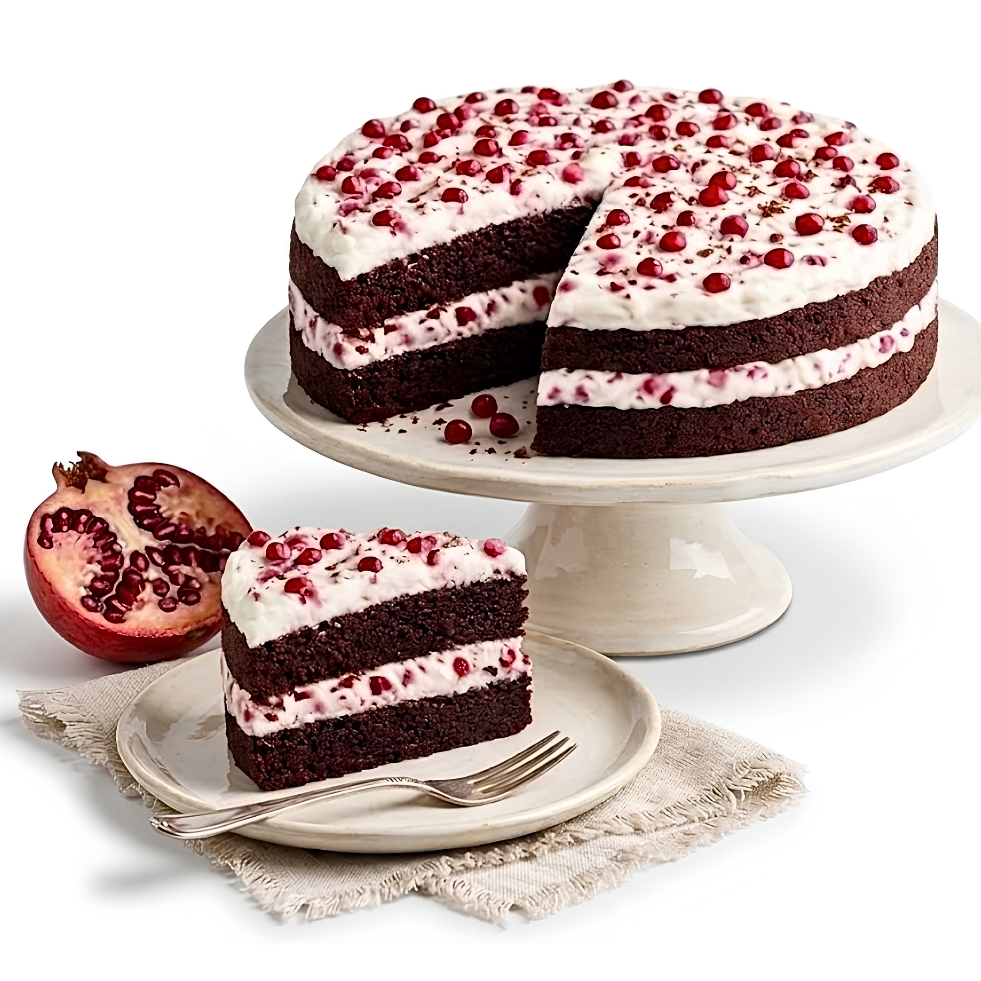 Andy Anand Sugar Free Chocolate Pomegranate Cake, No Sugar Added, Low Carb, Stevia Sweetened, Diabetic &amp; Keto Friendly, Rich Chocolate Cake with White Pomegranate Cream Frosting, 2.8 lb